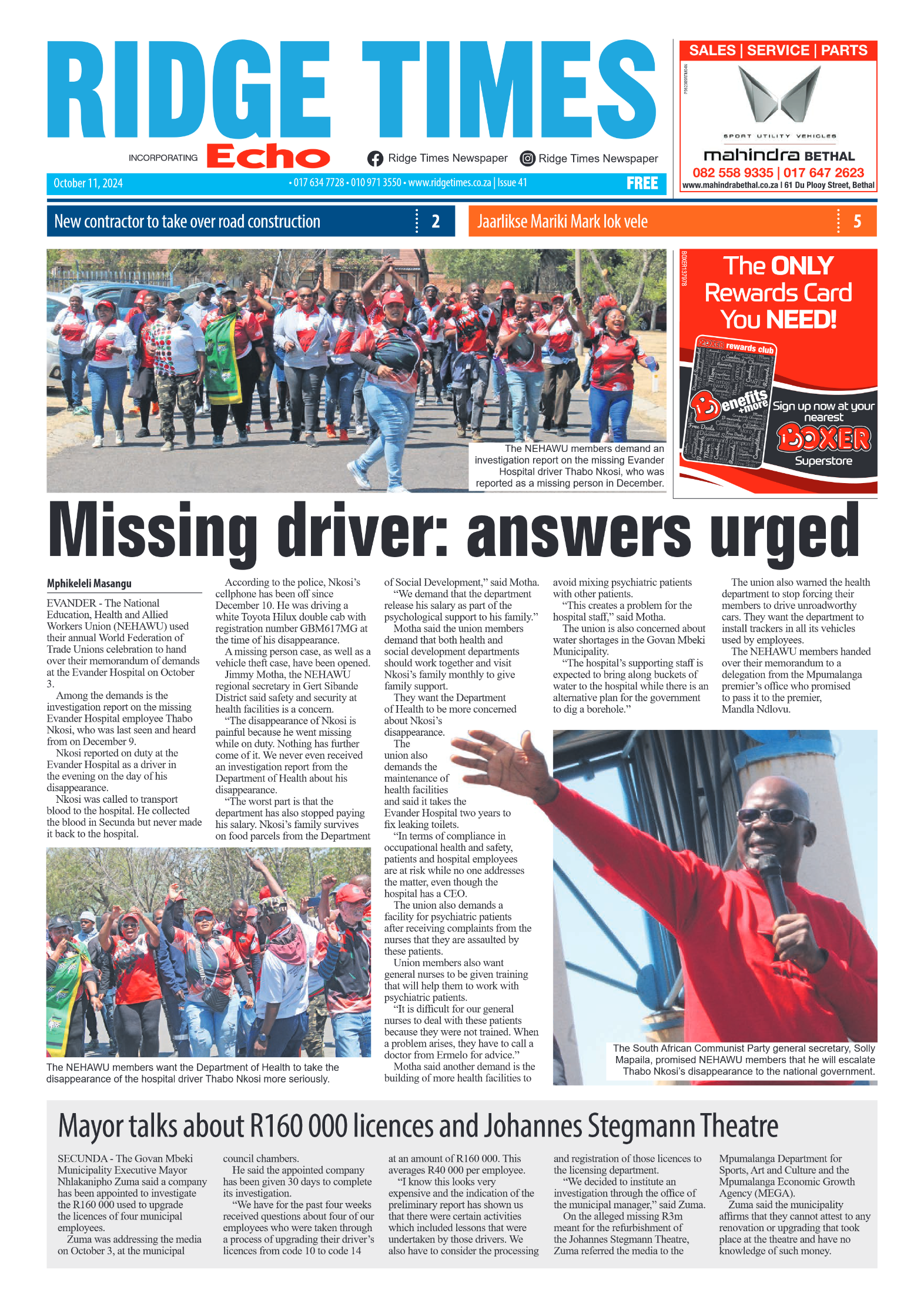 Ridge Times 11 October 2024 page 1