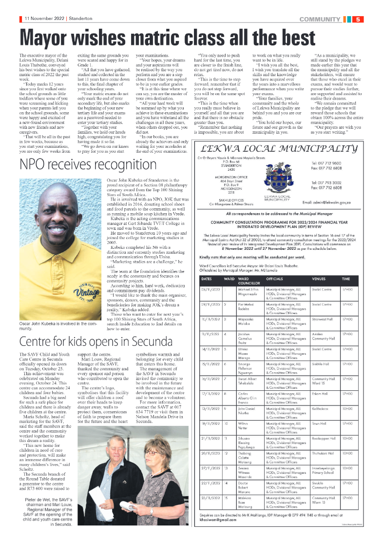 Standerton Advertiser 11 Nov 2022 page 5