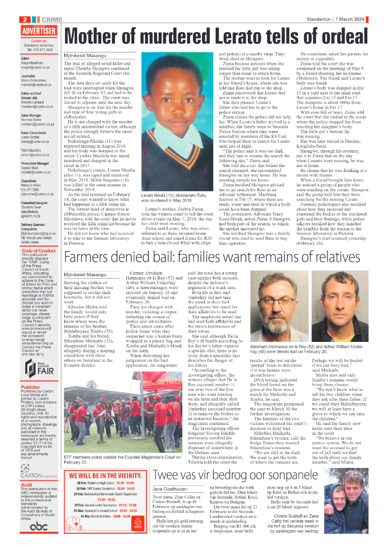 Standerton Advertiser 01 March 2024 page 2