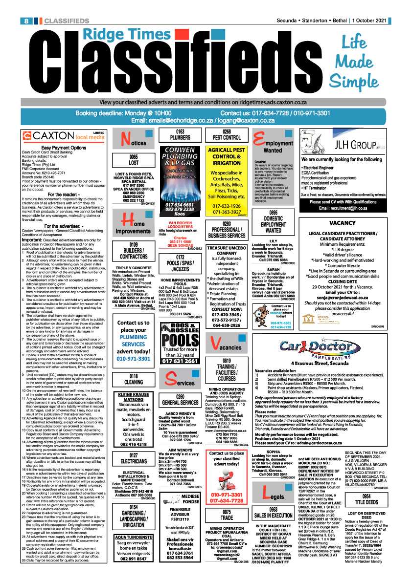 Standerton Advertiser 01 October 2021 page 8
