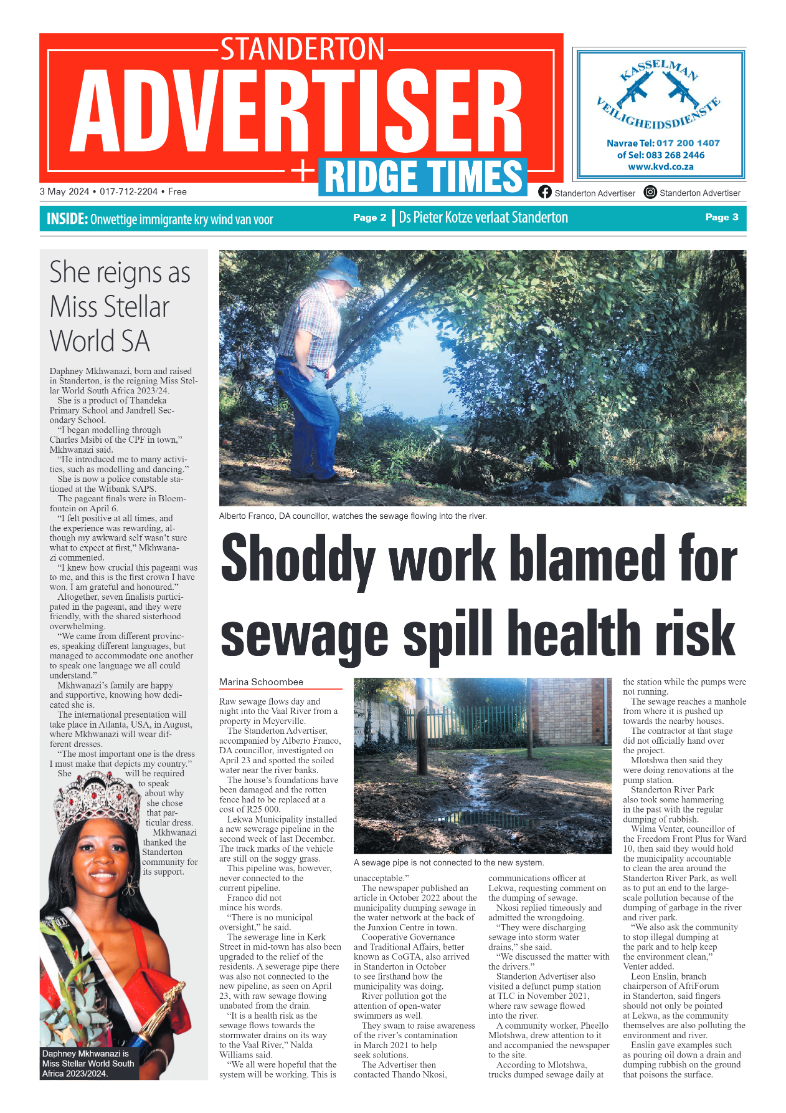 Standerton Advertiser 03 May 2024 page 1