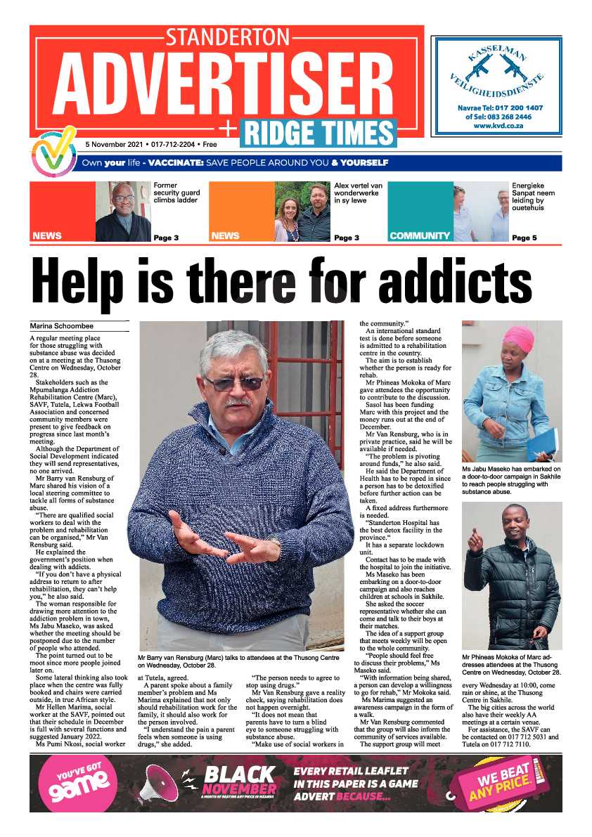 Standerton Advertiser 05 November 2021 page 1