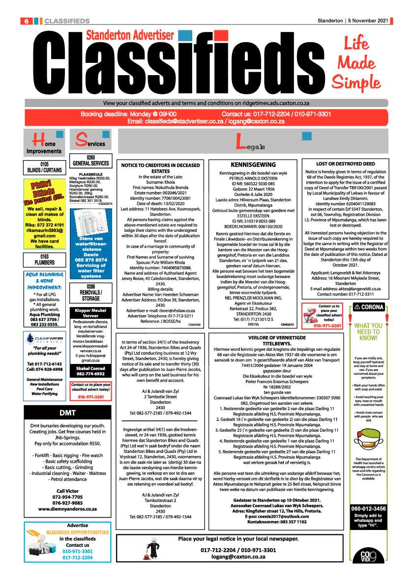 Standerton Advertiser 05 November 2021 page 6