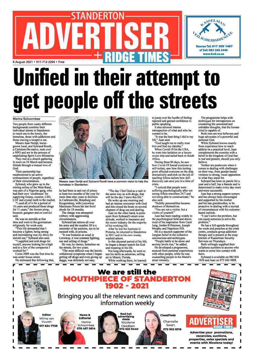Standerton Advertiser 06 August 2021 page 1