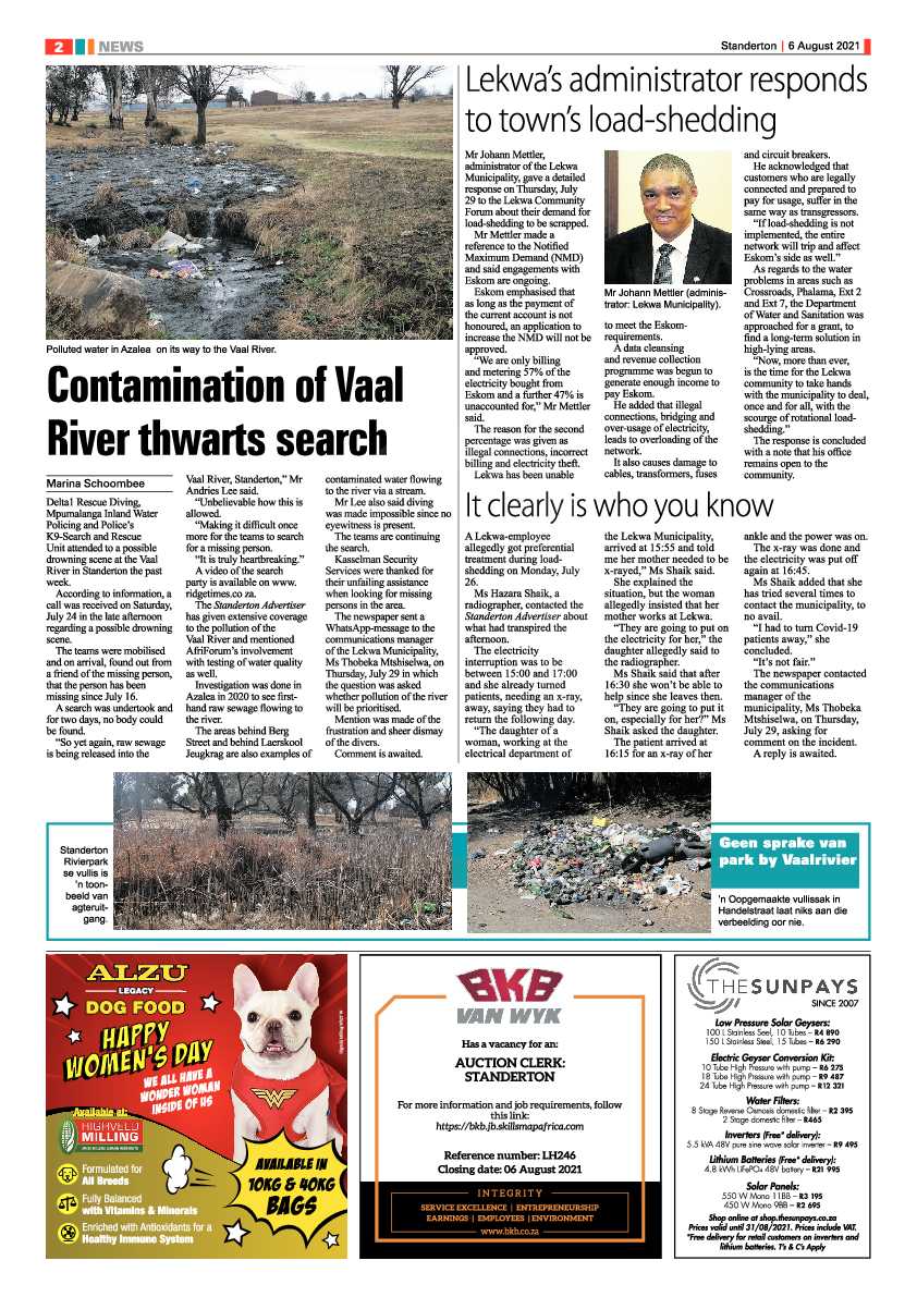 Standerton Advertiser 06 August 2021 page 2