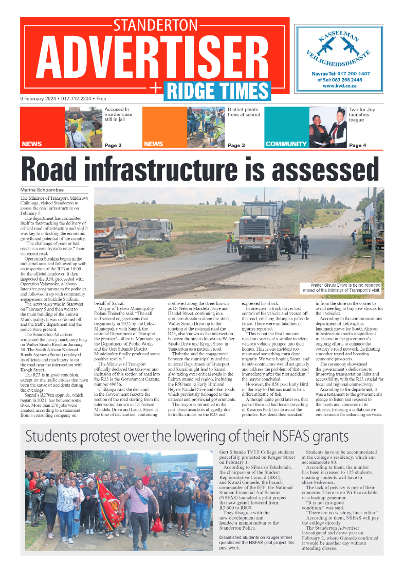 Standerton Advertiser 09 February 2024 page 1