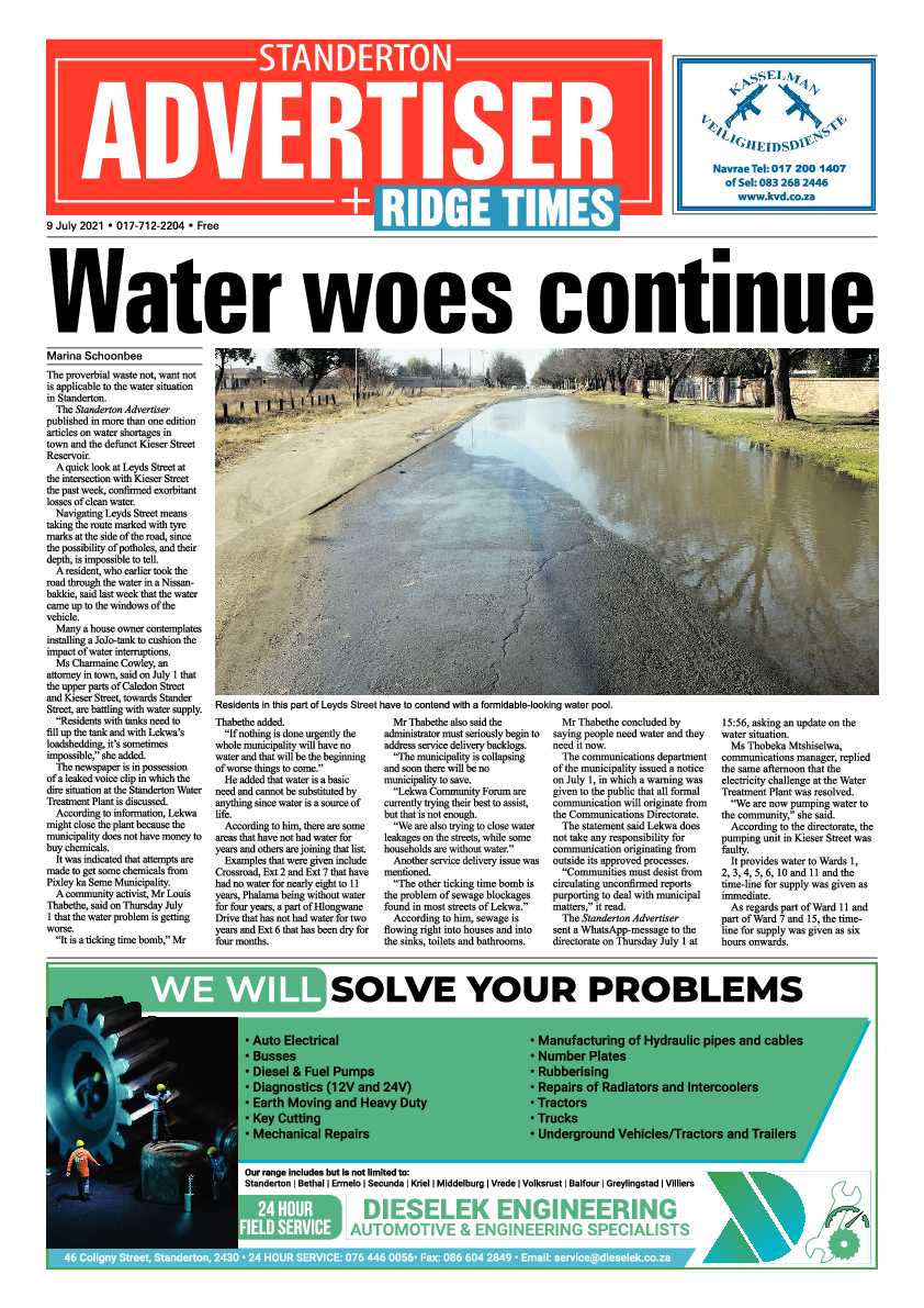 Standerton Advertiser 09 July 2021 page 1