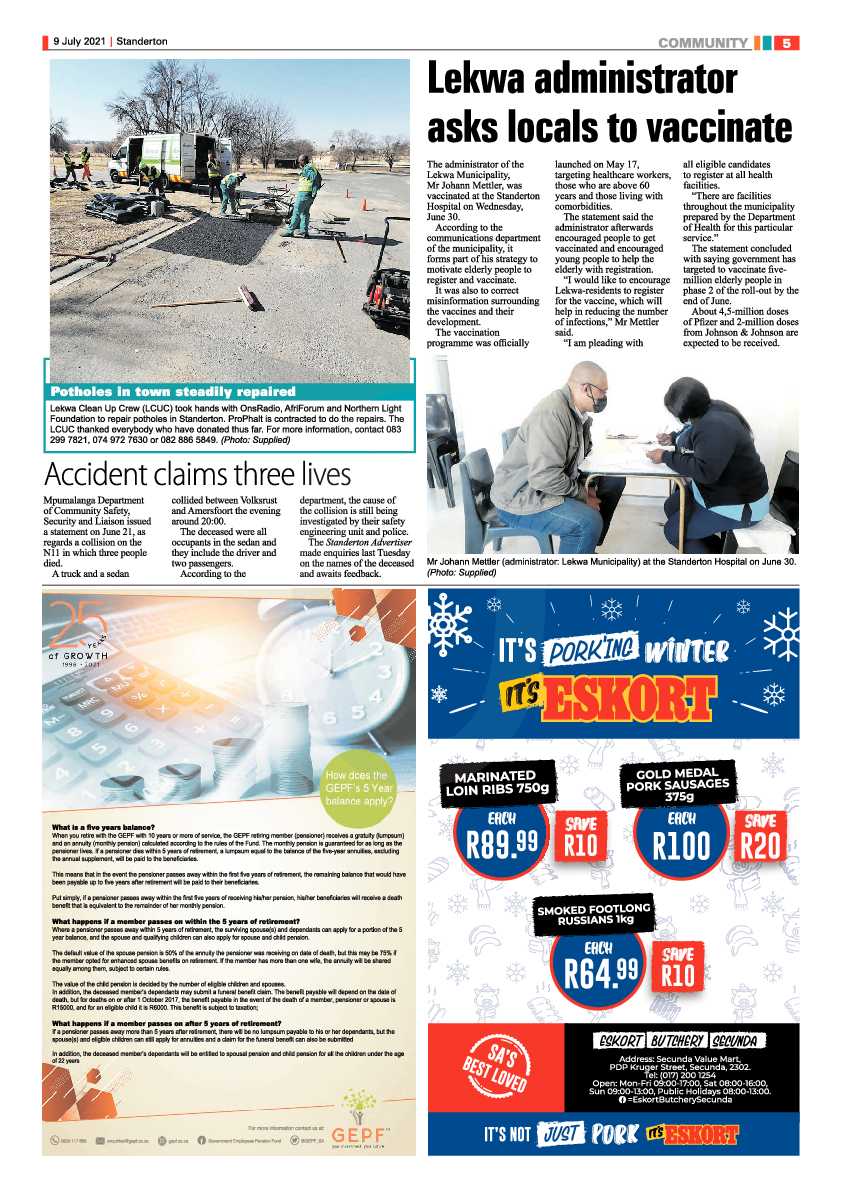 Standerton Advertiser 09 July 2021 page 5
