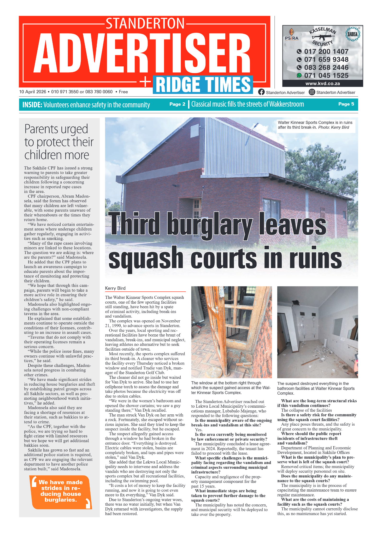 Standerton Advertiser 10 April 2026 page 1