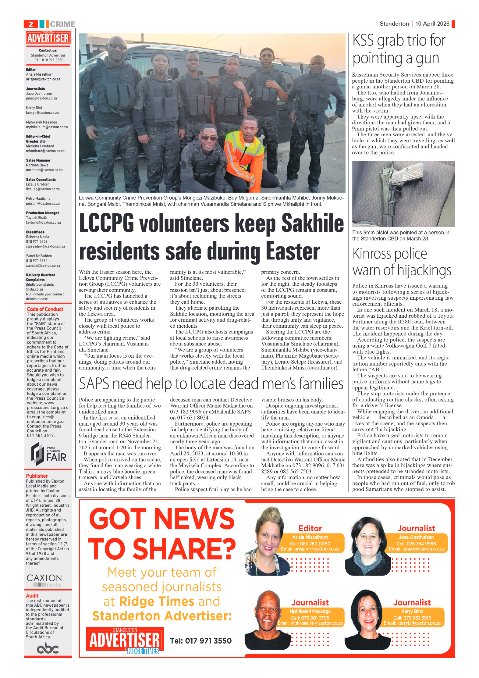 Standerton Advertiser 10 April 2026 page 2
