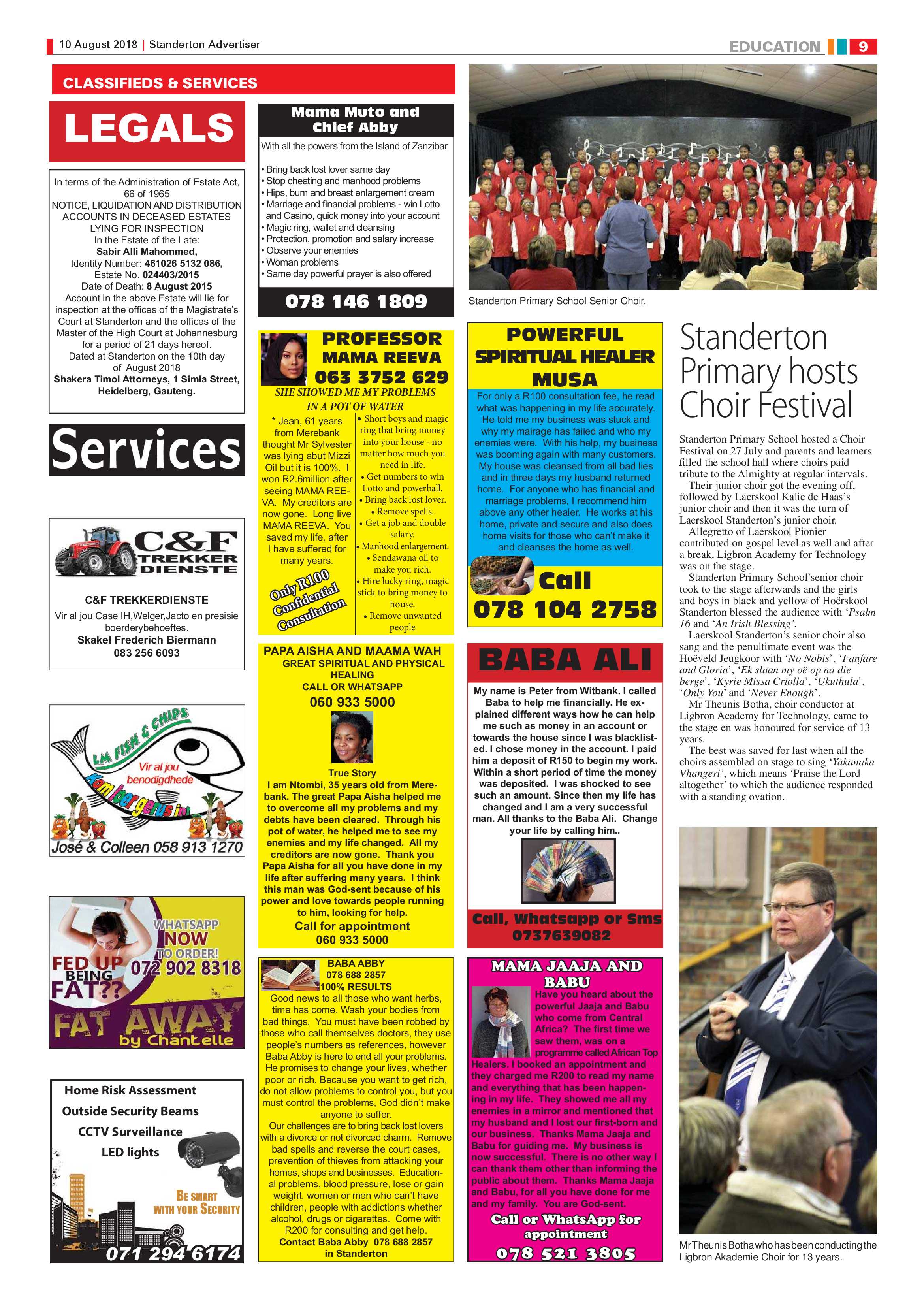 Standerton Advertiser 10 August 2018 page 9
