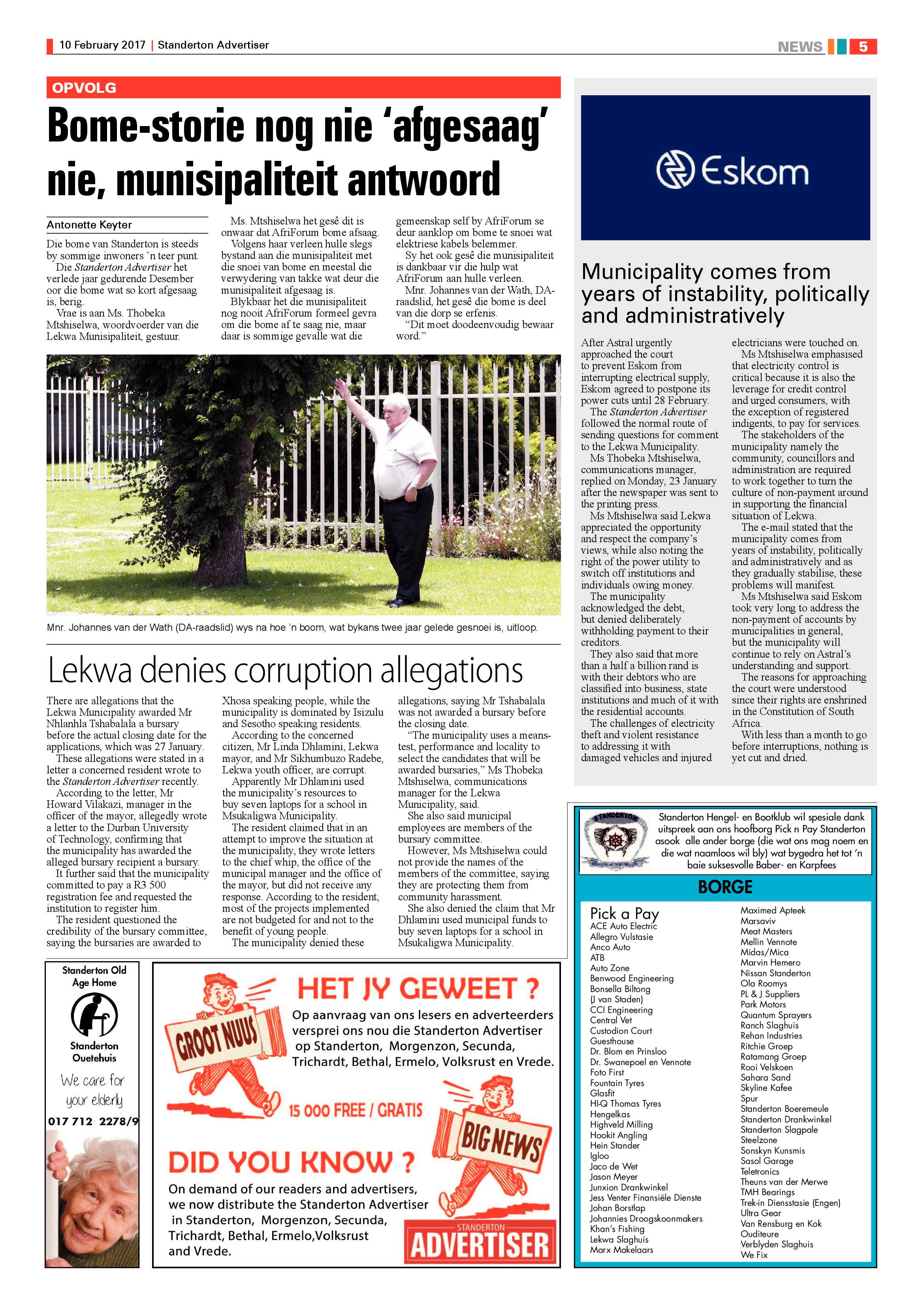 Standerton Advertiser 10 February 2017 page 5