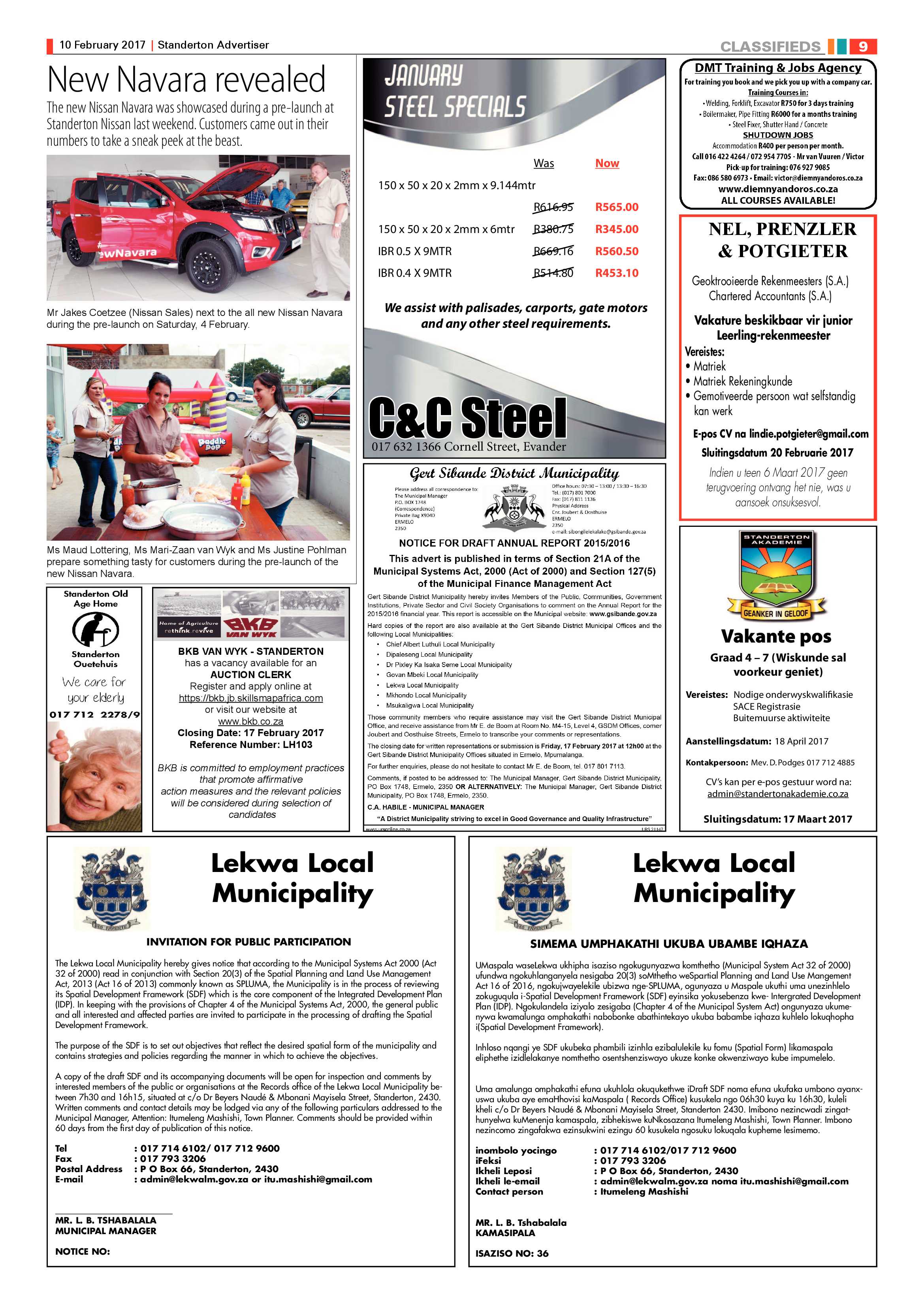 Standerton Advertiser 10 February 2017 page 9