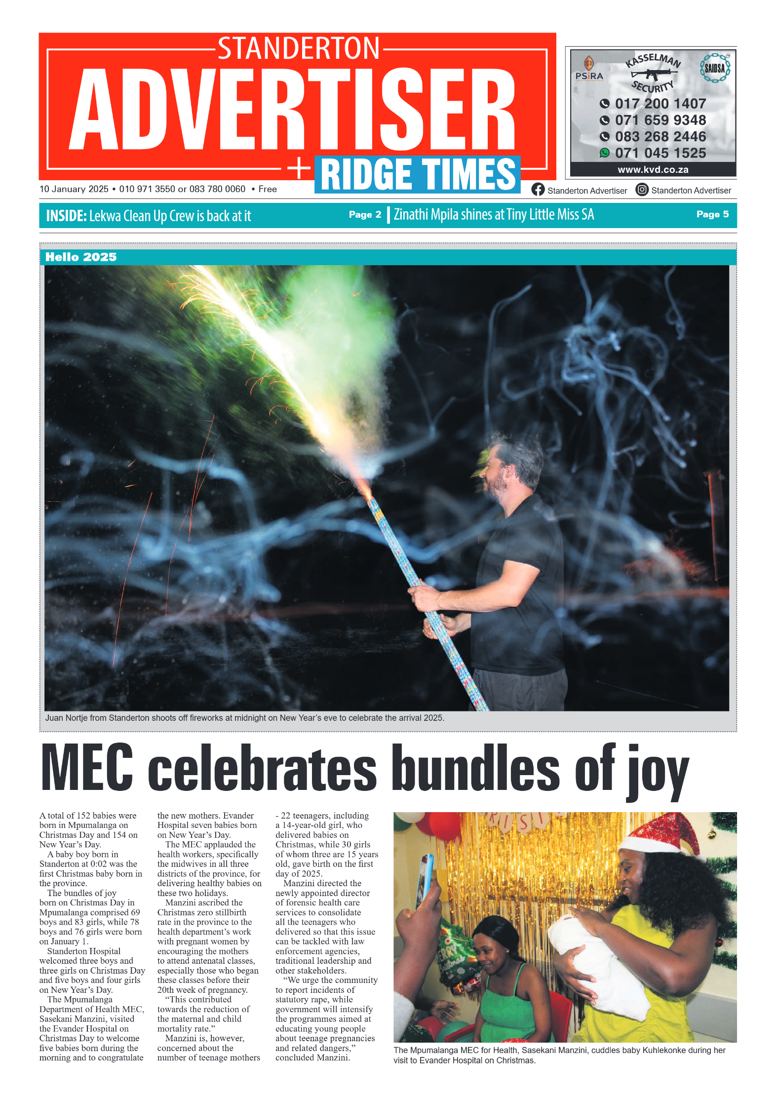 Standerton Advertiser 10 January 2025 page 1