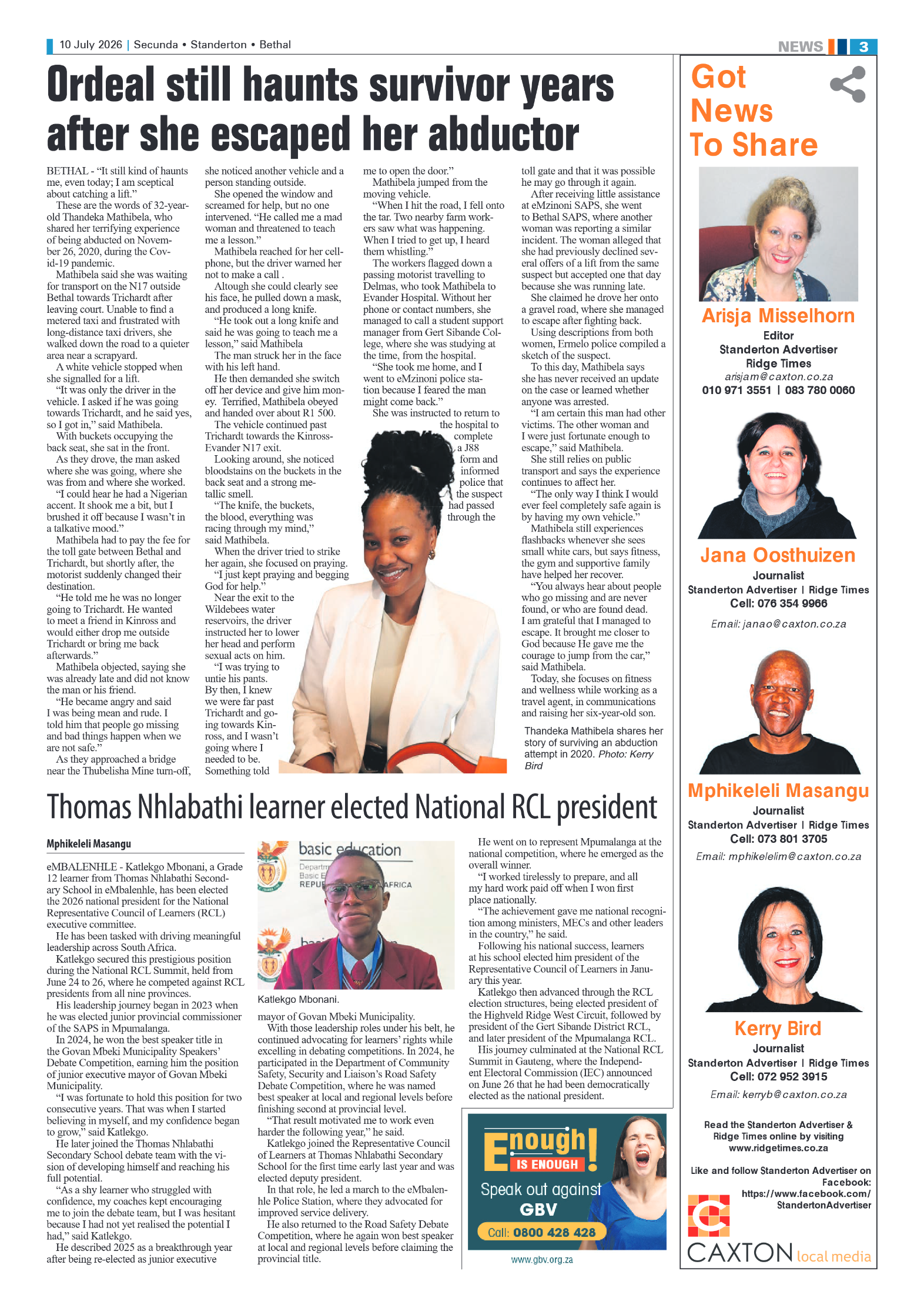 Standerton Advertiser 10 July 2026 page 3