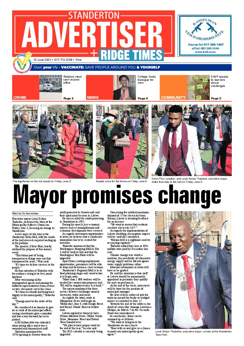 Standerton Advertiser 10 June 2022 page 1