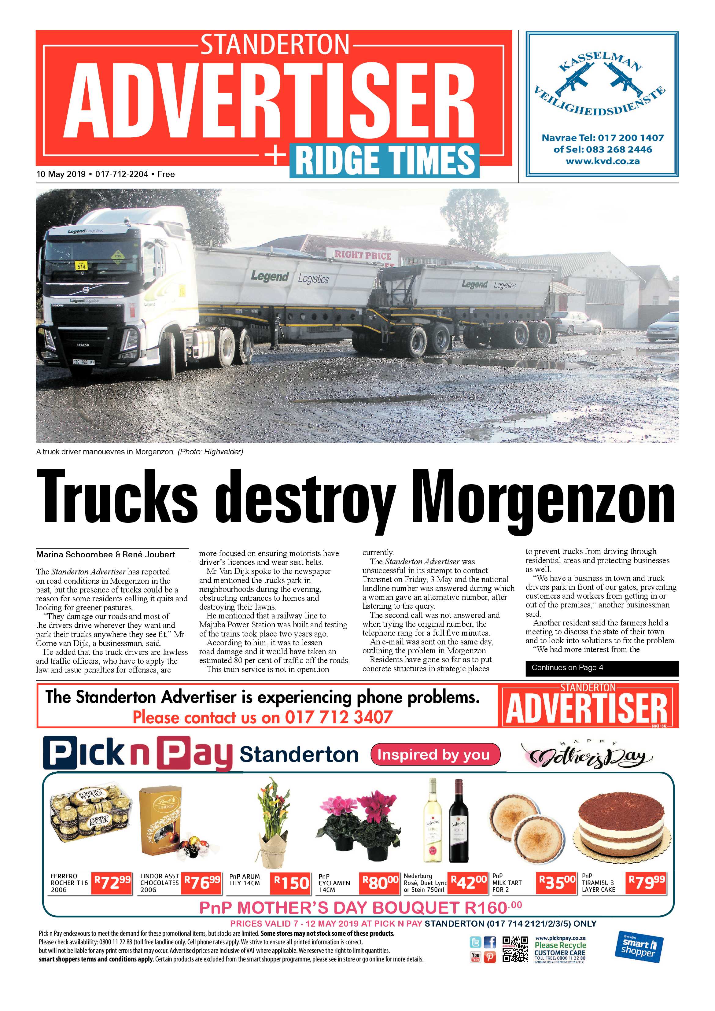 Standerton Advertiser 10 May 2019 page 1