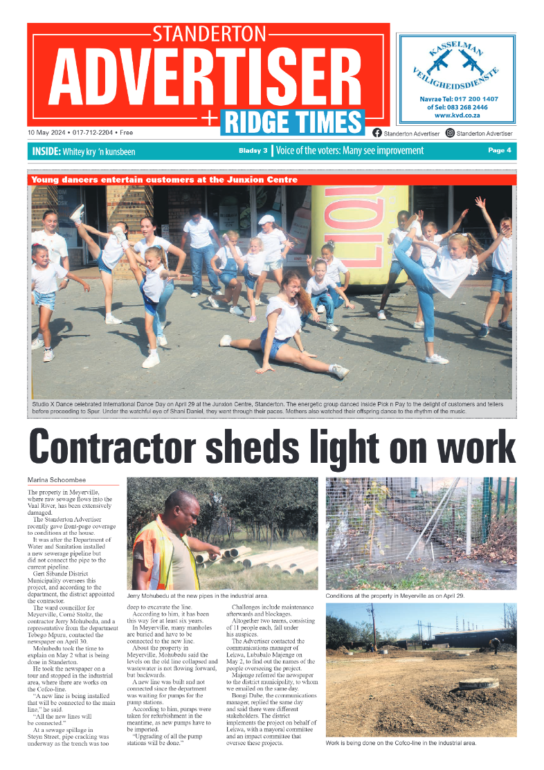 Standerton Advertiser 10 May 2024 page 1