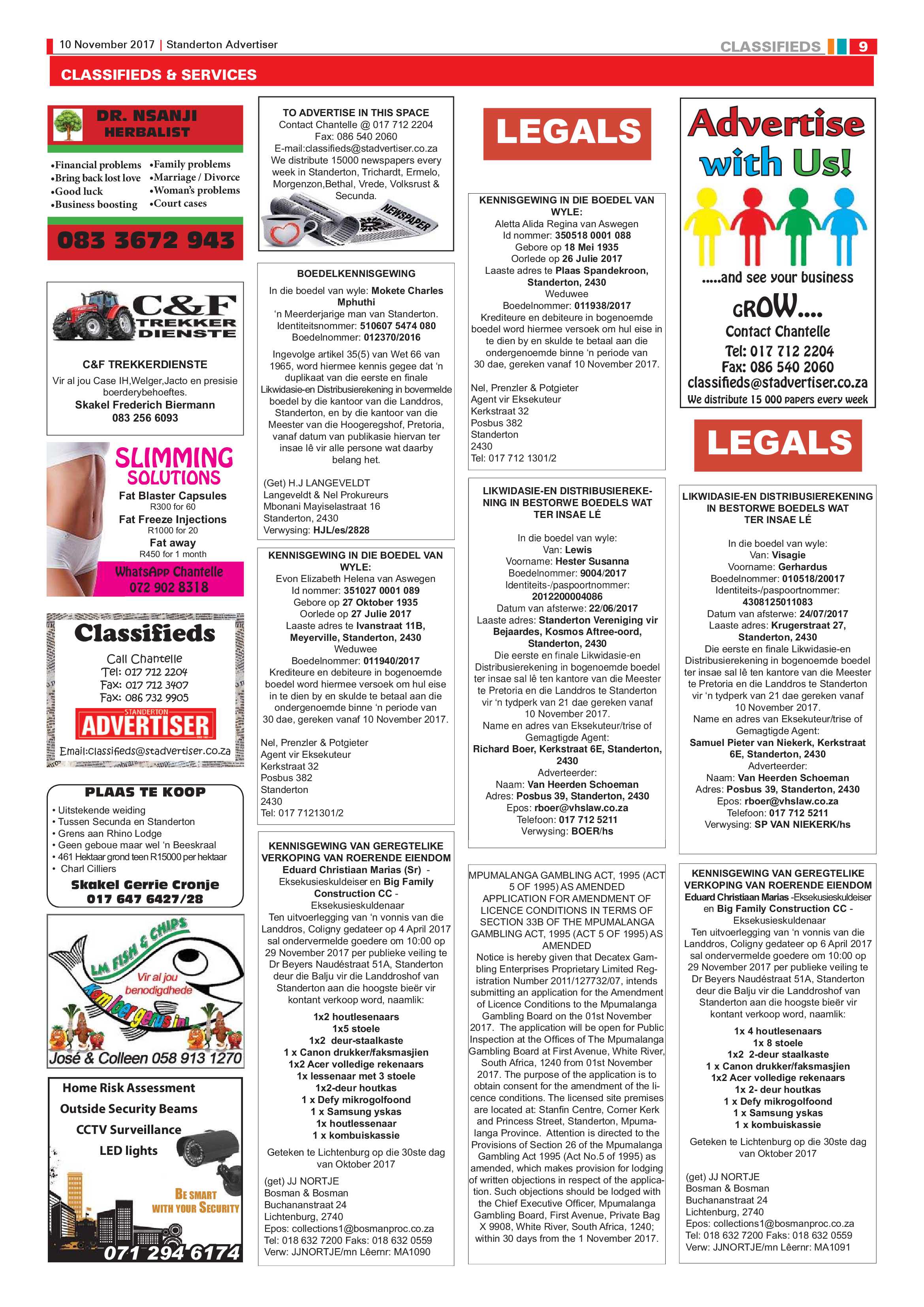 Standerton Advertiser 10 November 2017 page 9
