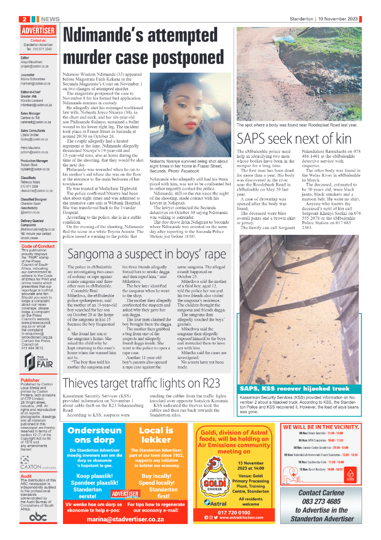 Standerton Advertiser 10 November 2023 page 2