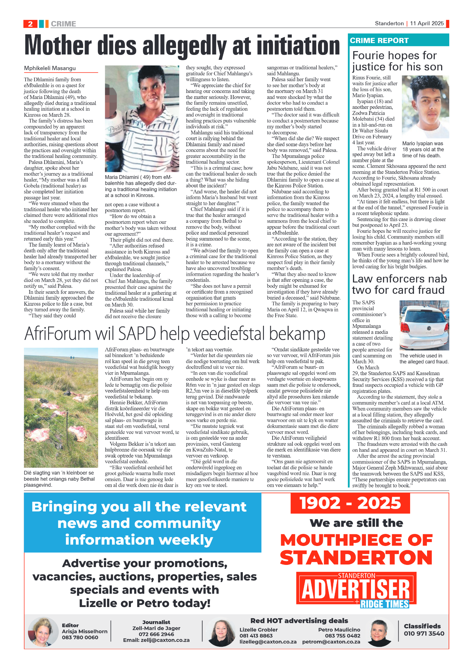 Standerton Advertiser 11 April 2025 page 2