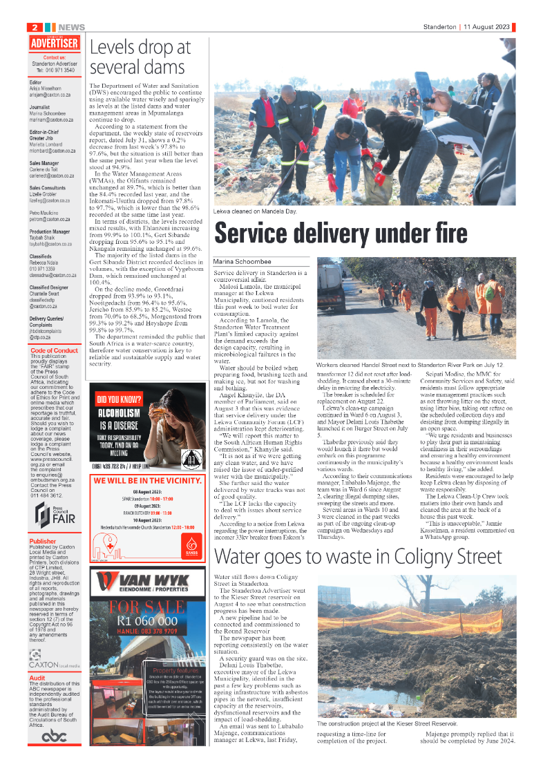 Standerton Advertiser 11 August 2023 page 2