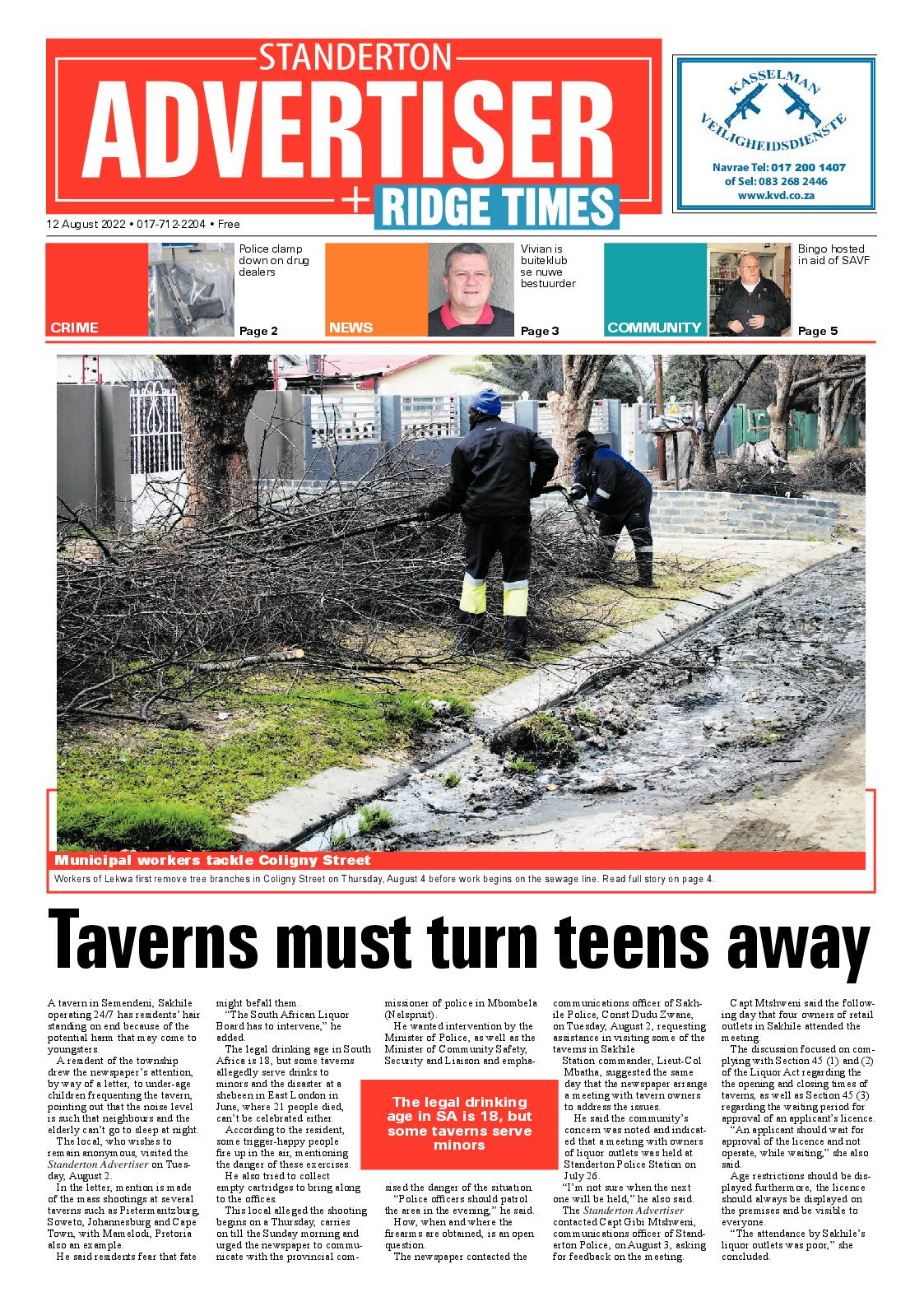 Standerton Advertiser 12 August 2022 page 1