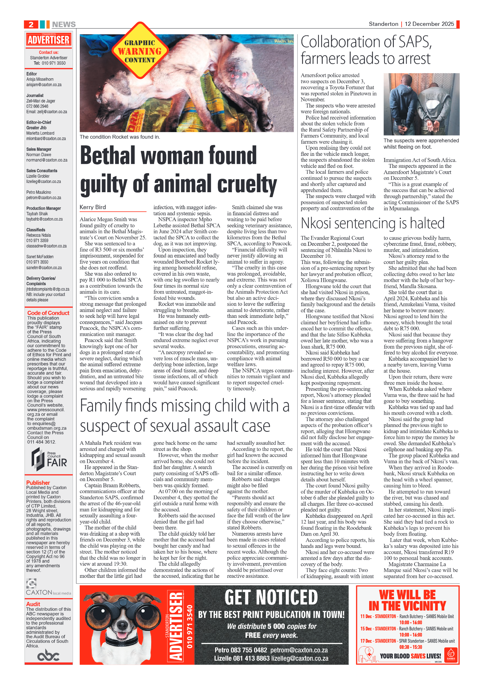 Standerton Advertiser 12 December 2025 page 2