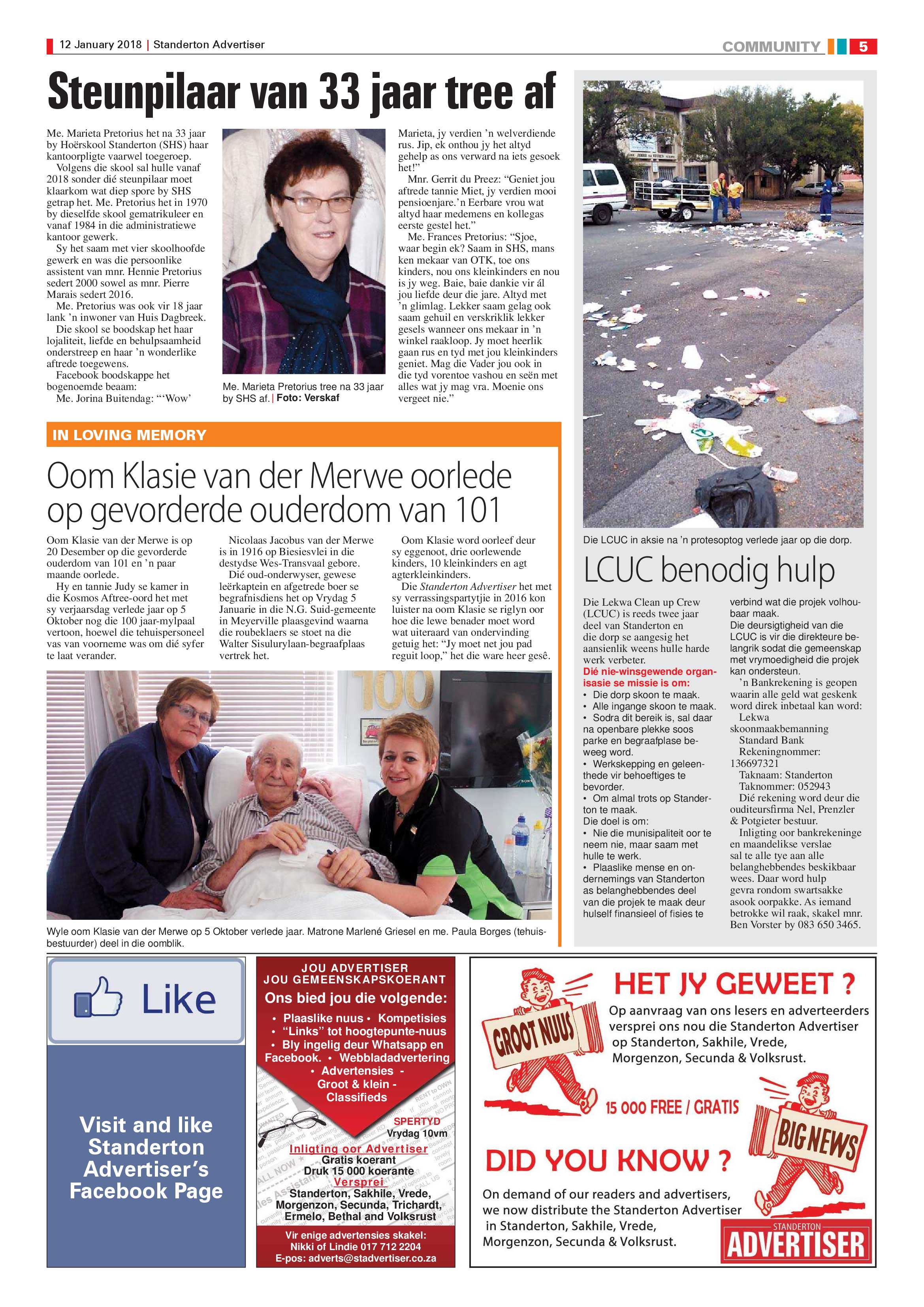 Standerton Advertiser 12 January 2018 page 5