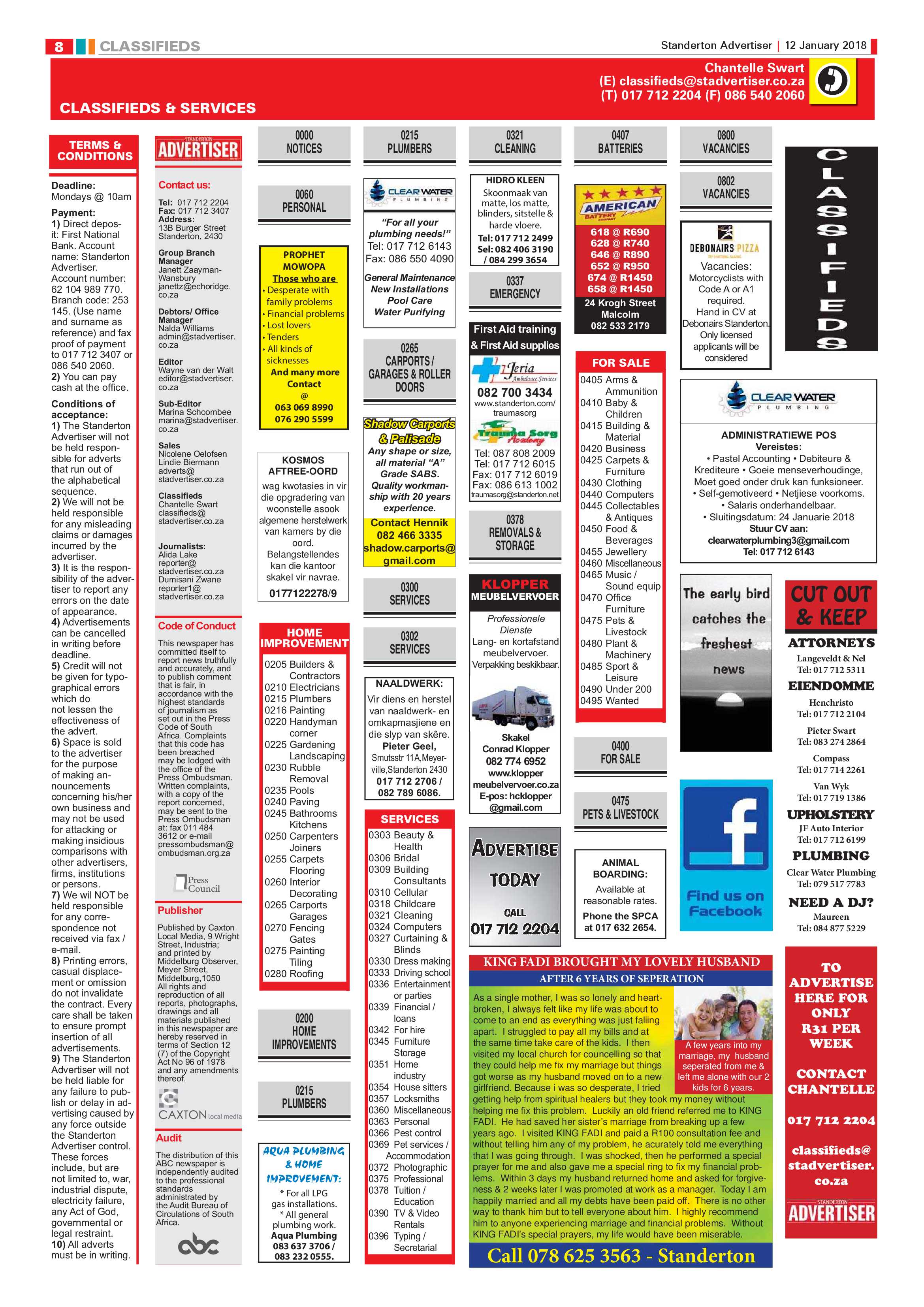 Standerton Advertiser 12 January 2018 page 8