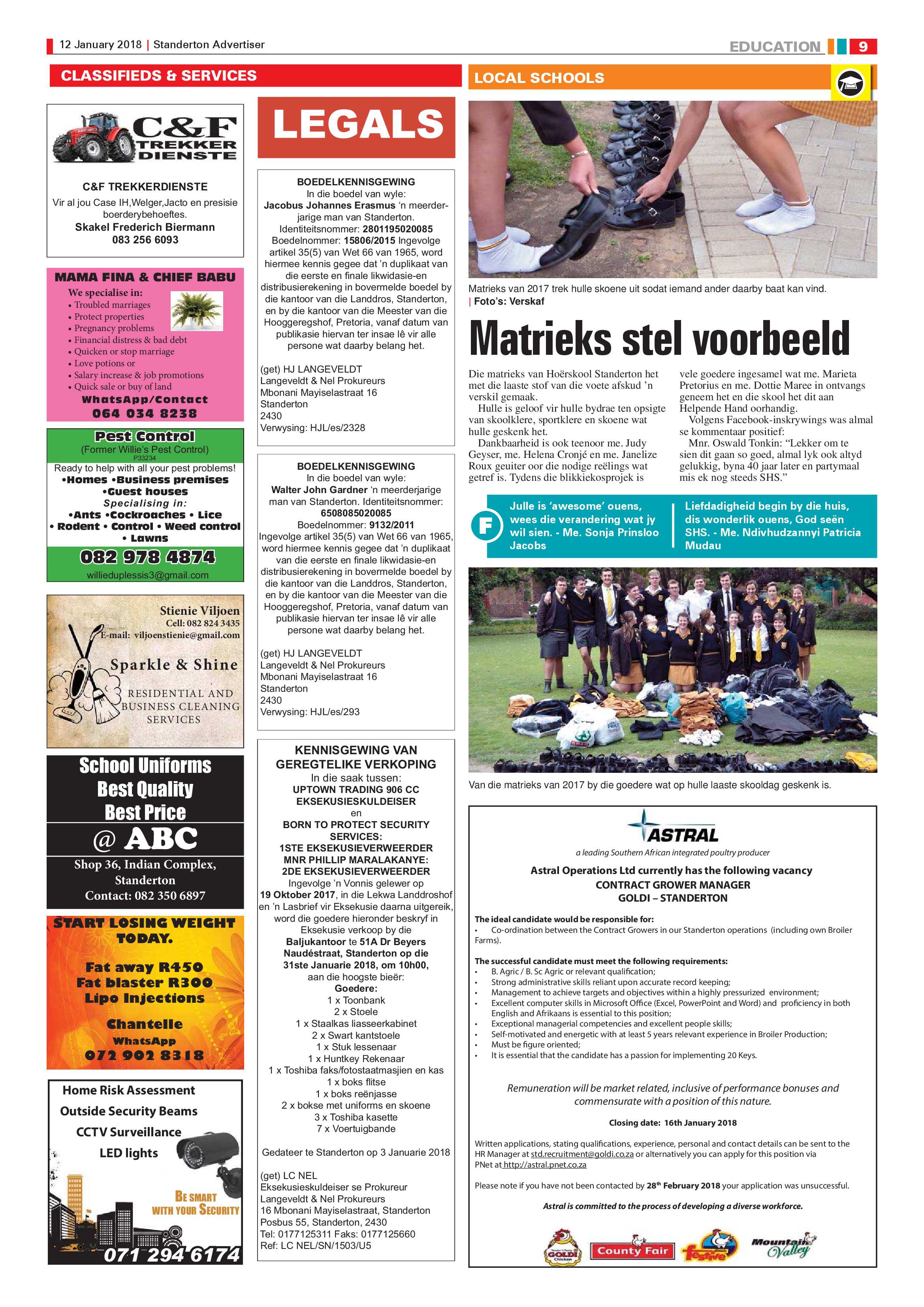 Standerton Advertiser 12 January 2018 page 9