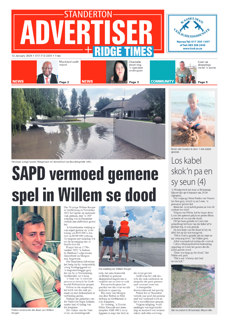 Standerton Advertiser 12 January 2024 page 1
