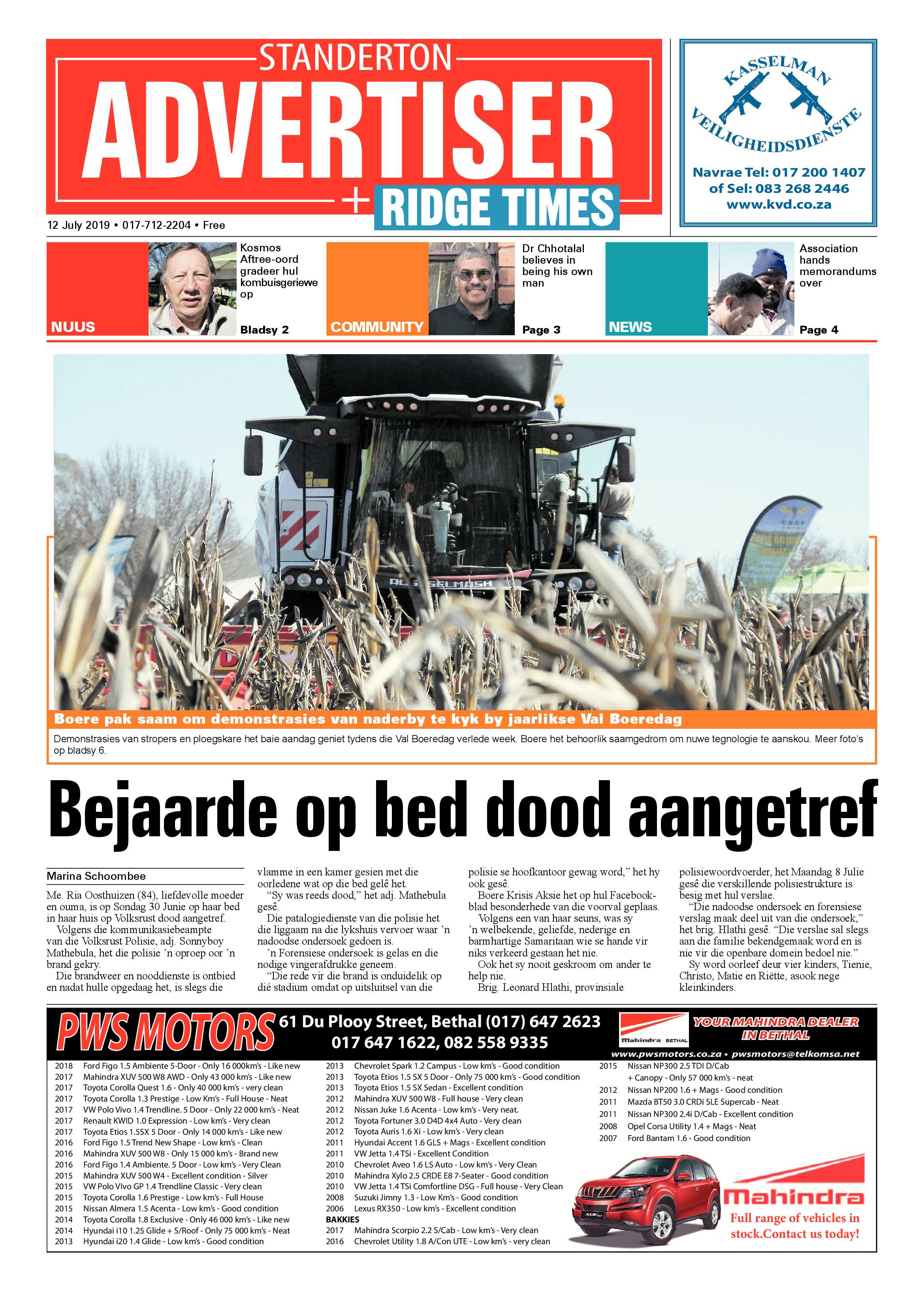 Standerton Advertiser 12 July 2019 page 1