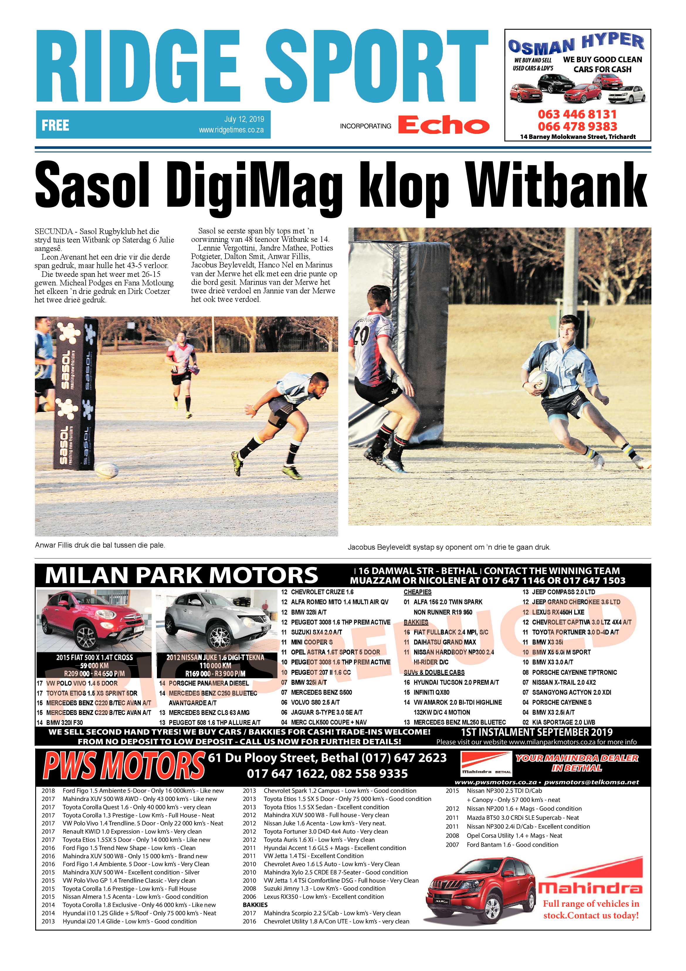 Standerton Advertiser 12 July 2019 page 20
