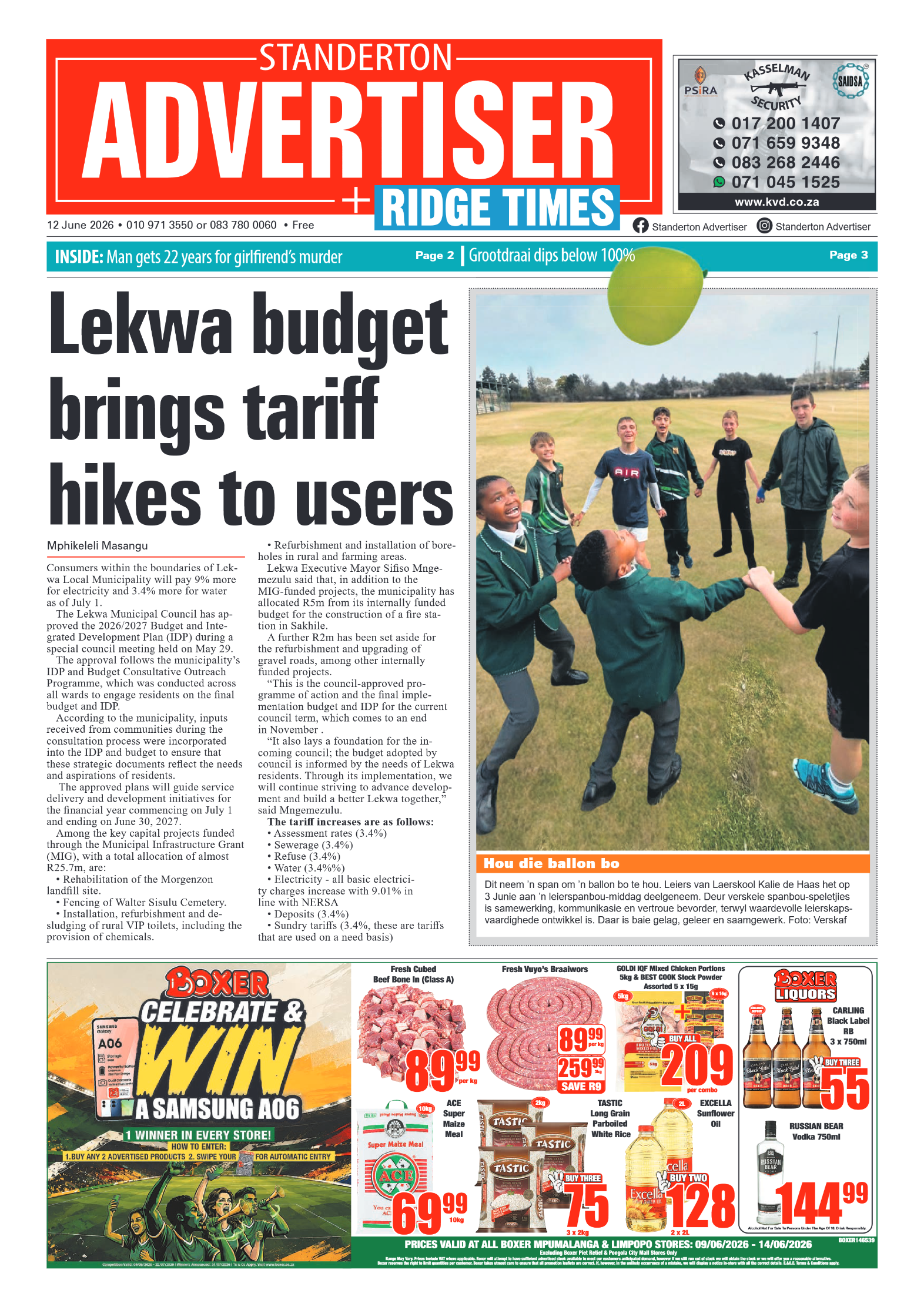 Standerton Advertiser 12 June 2026 page 1