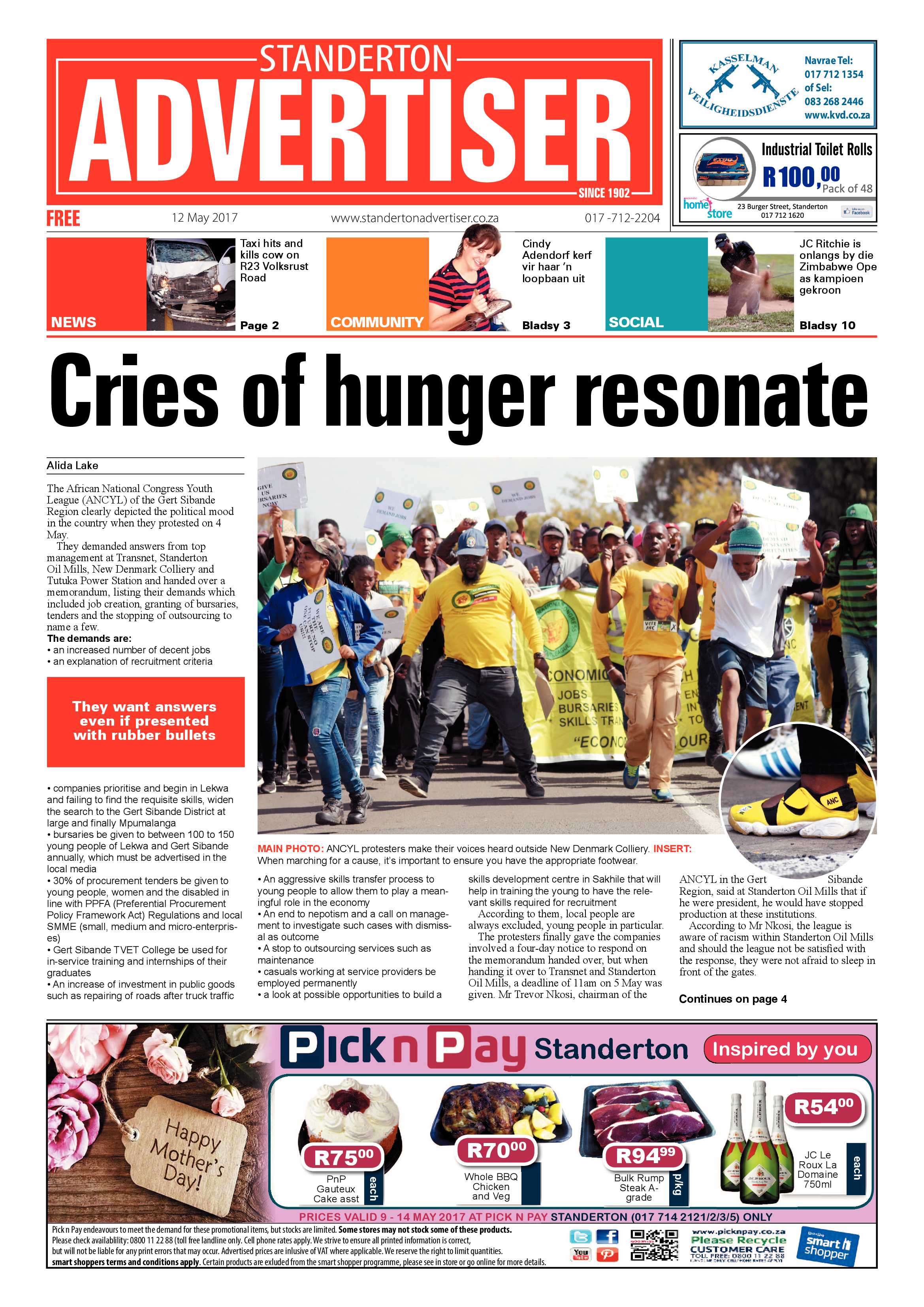 Standerton Advertiser 12 May 2017 page 1