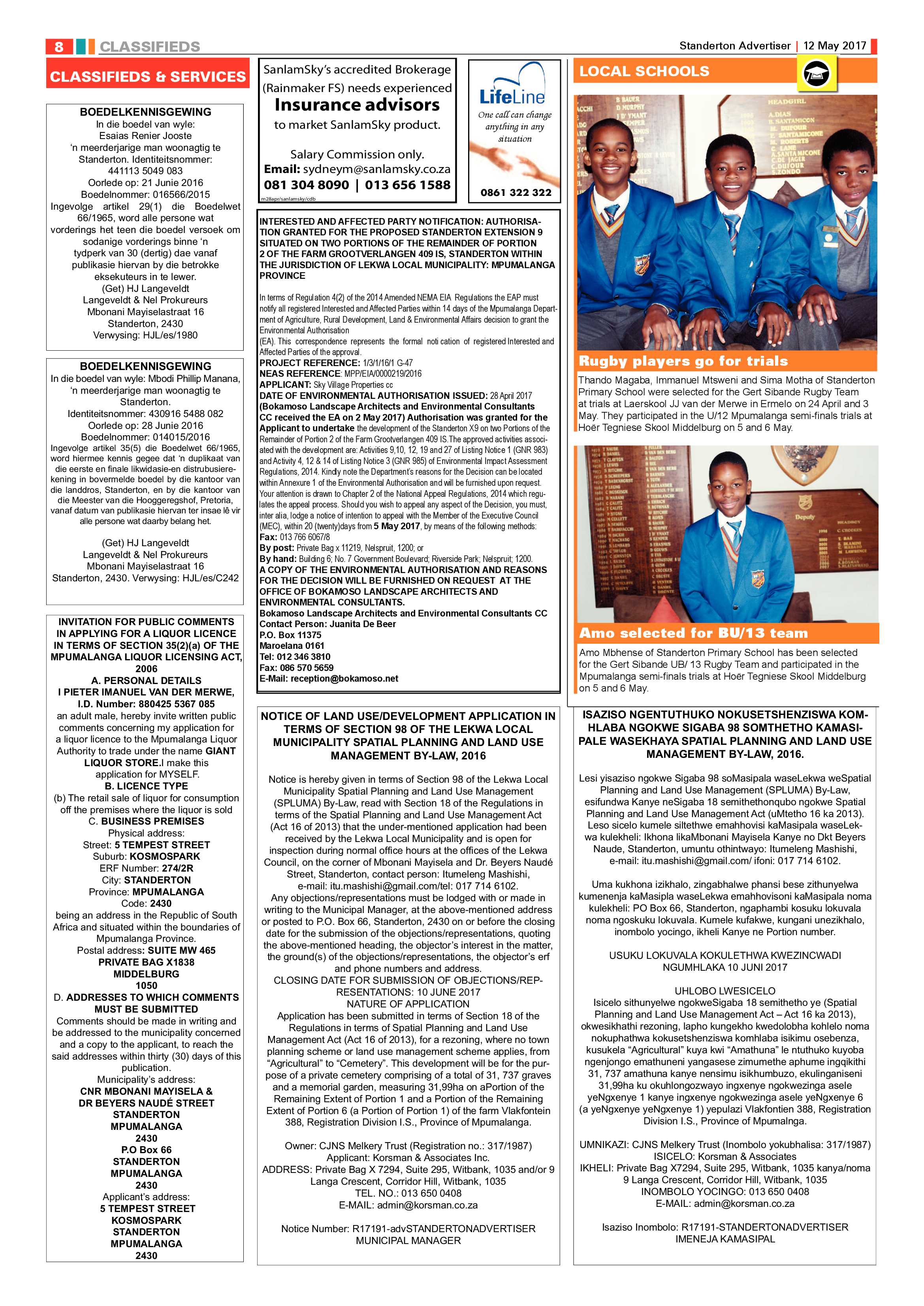 Standerton Advertiser 12 May 2017 page 8