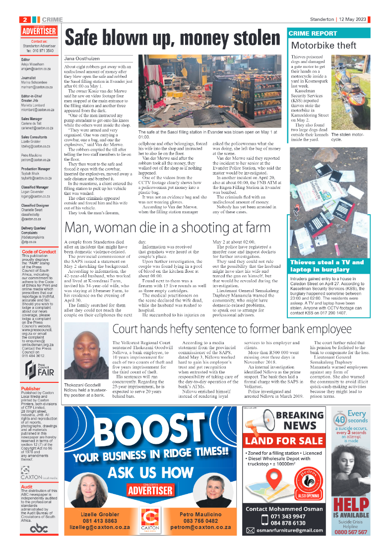 Standerton Advertiser 12 May 2023 page 2