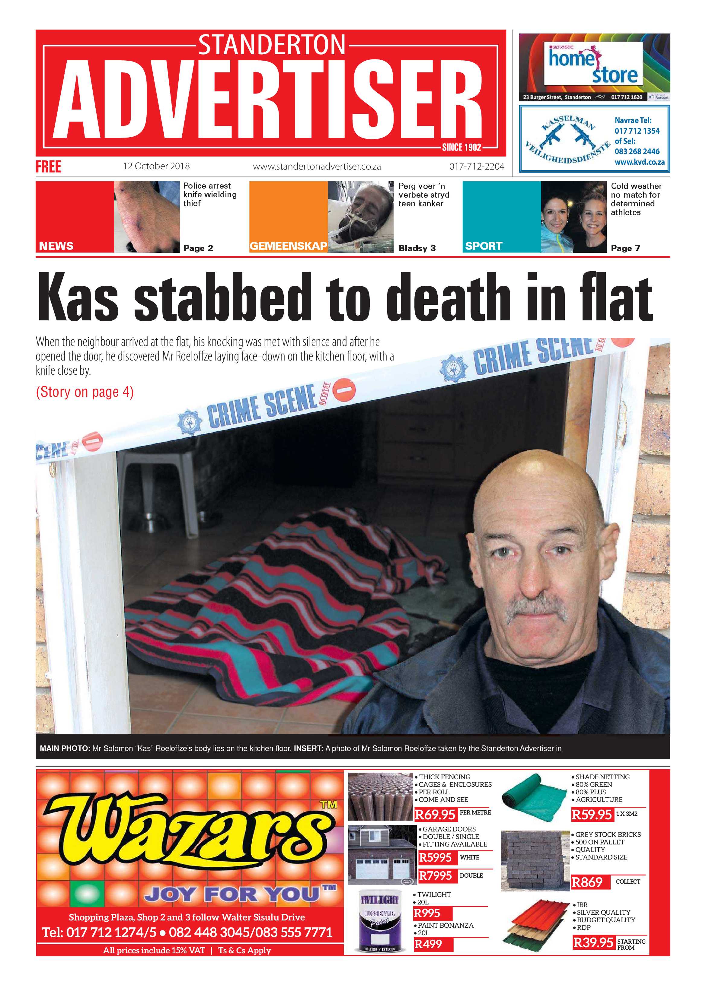 Standerton Advertiser 12 October 2018 page 1