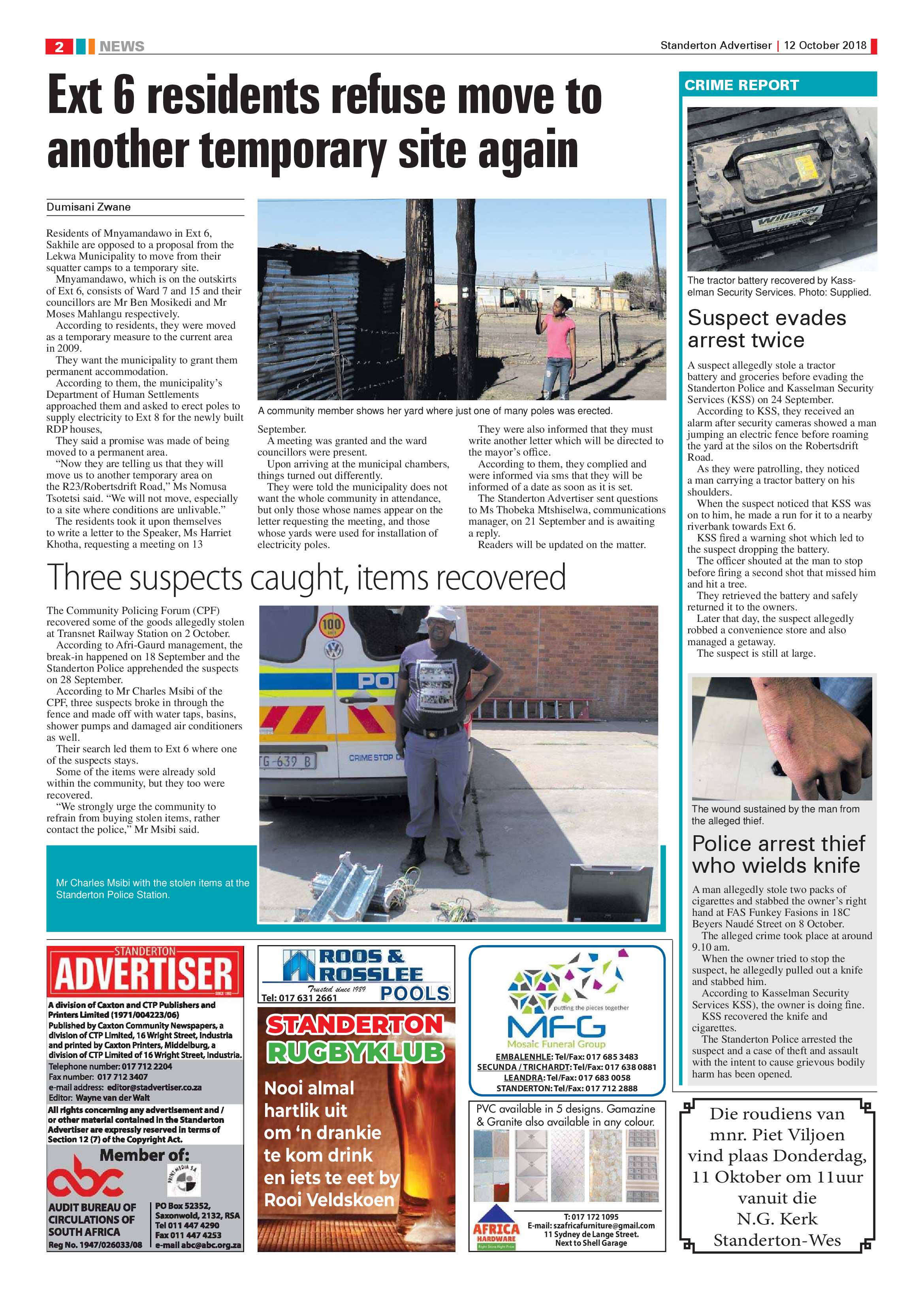 Standerton Advertiser 12 October 2018 page 2