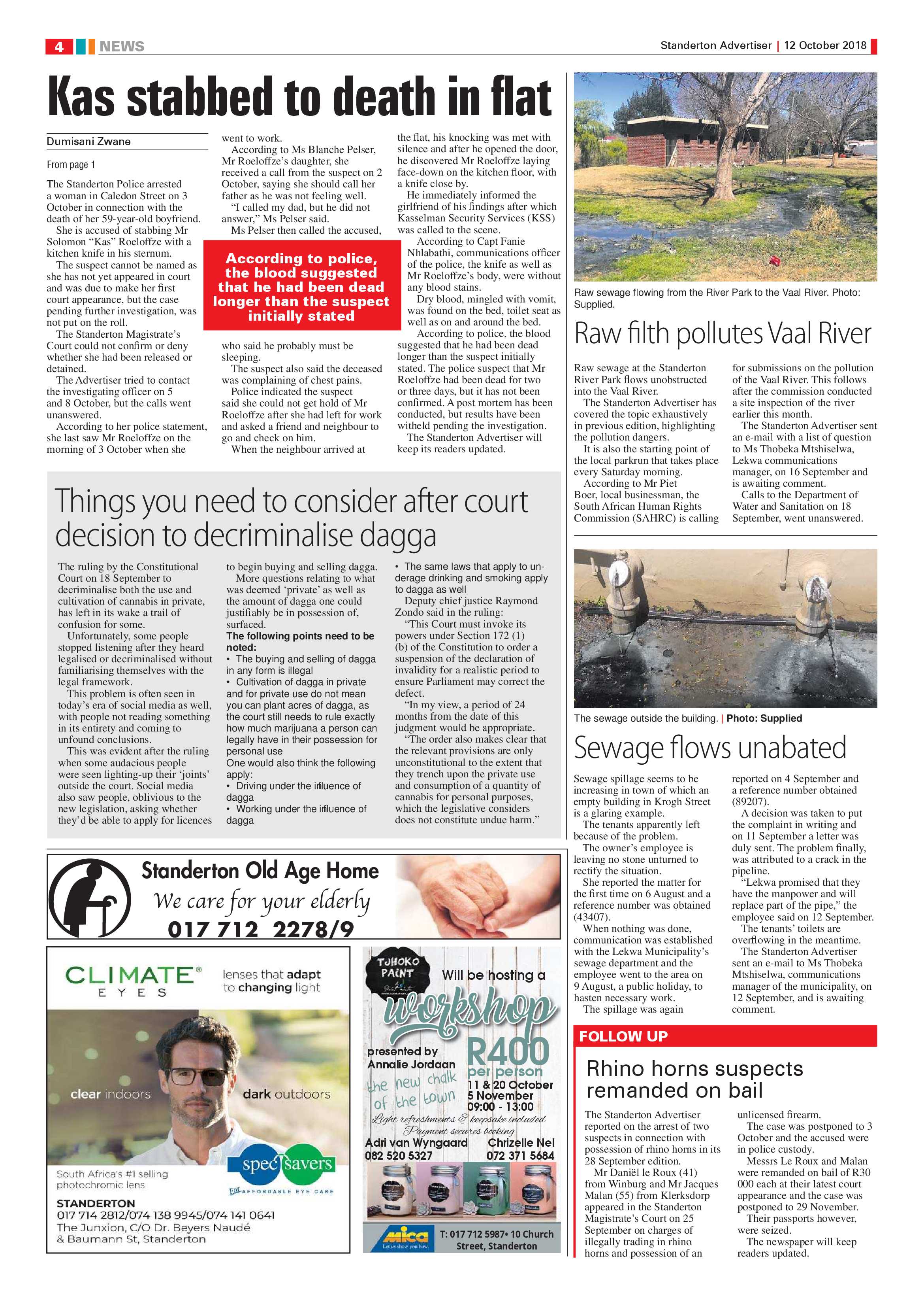 Standerton Advertiser 12 October 2018 page 4