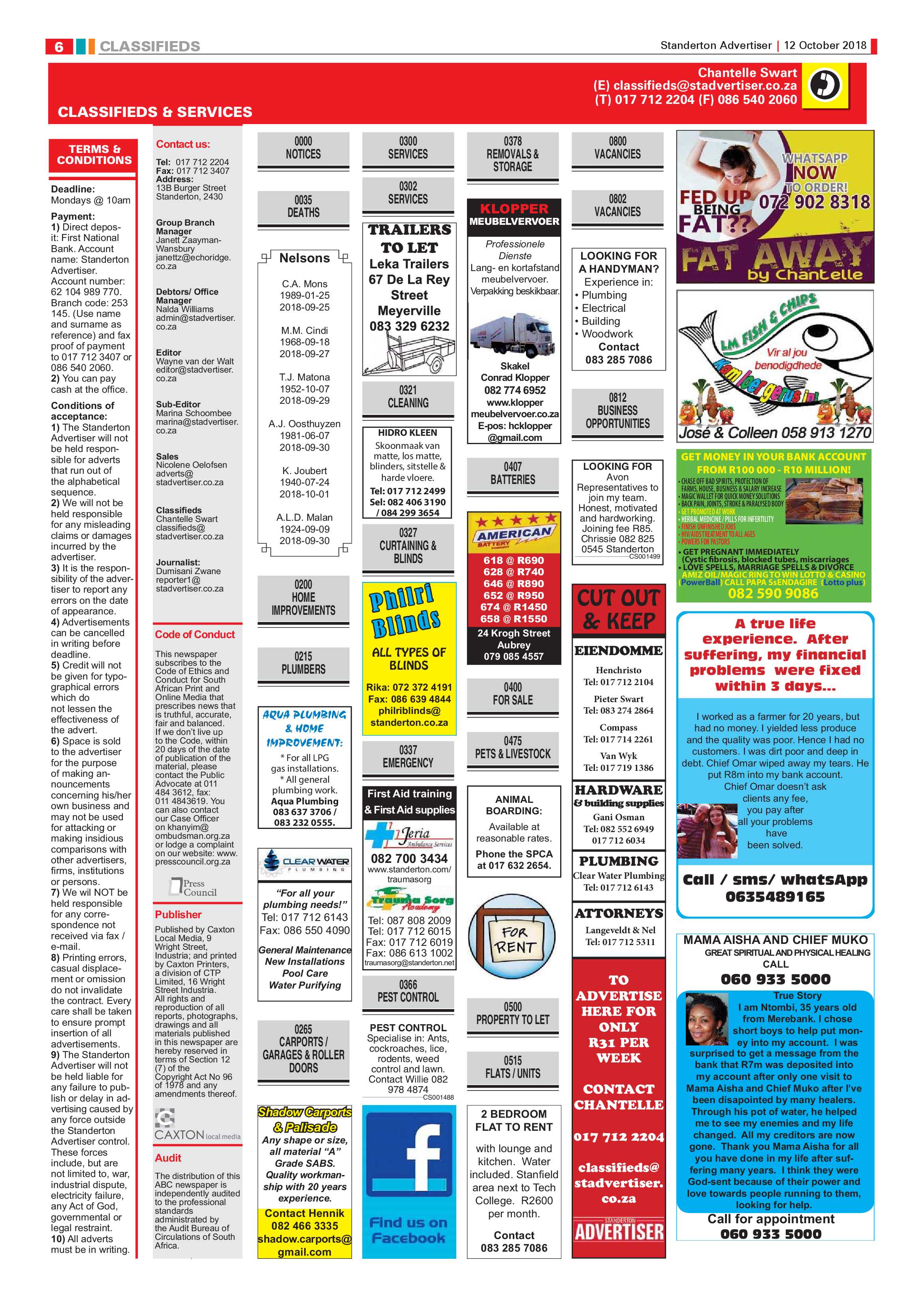 Standerton Advertiser 12 October 2018 page 6