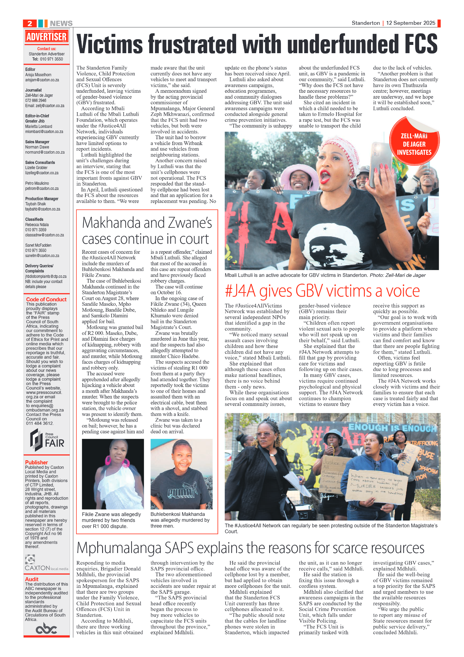 Standerton Advertiser 12 September 2025 page 2