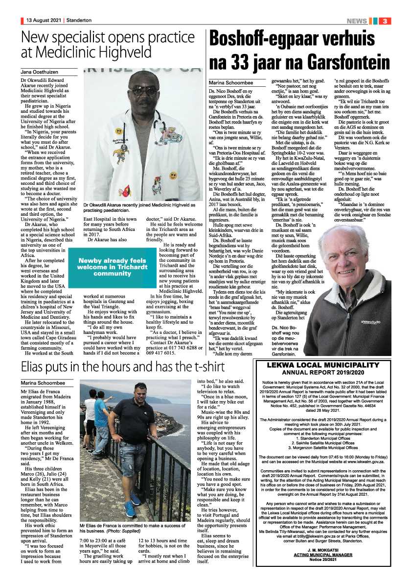 Standerton Advertiser 13 August 2021 page 3