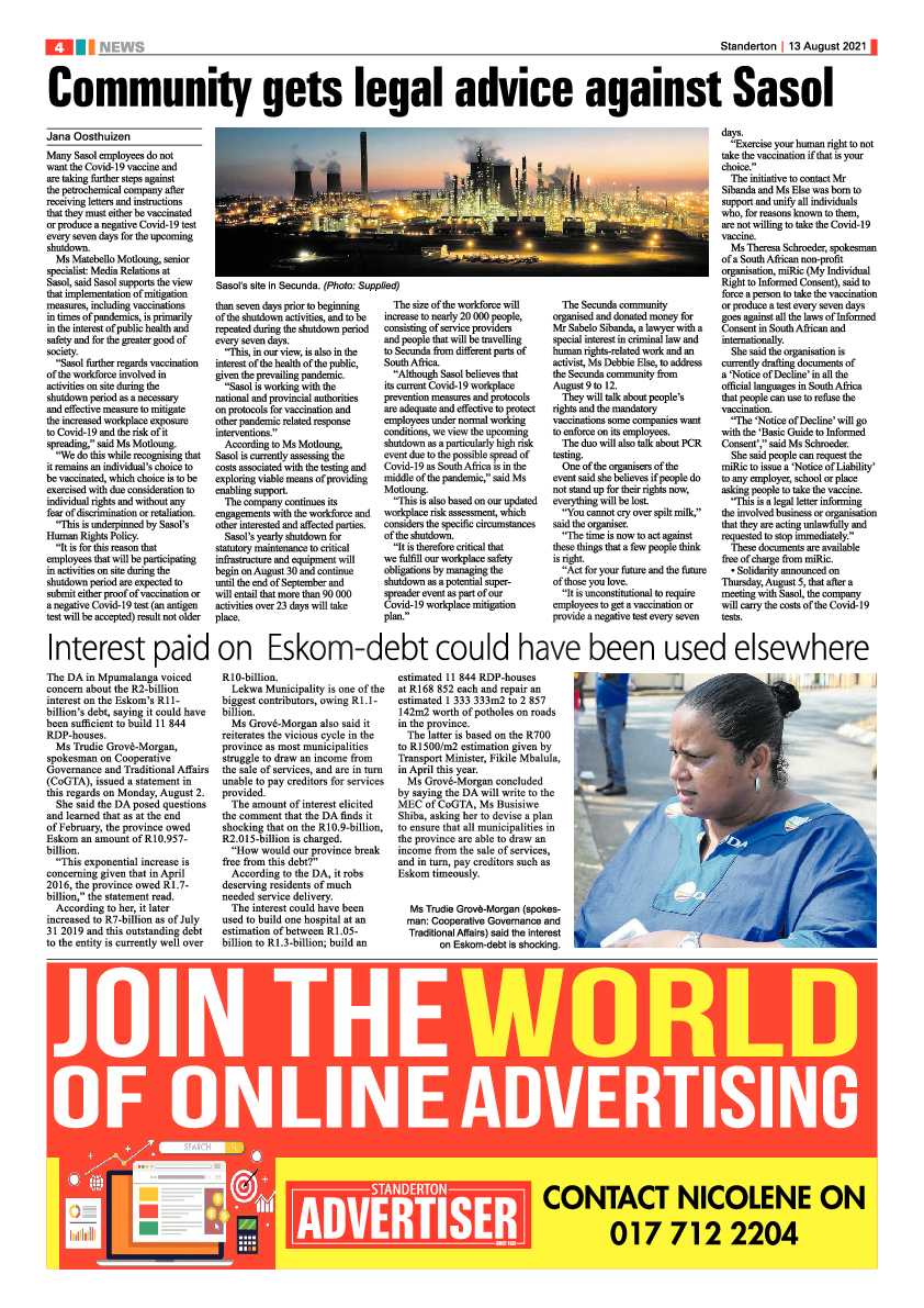 Standerton Advertiser 13 August 2021 page 4