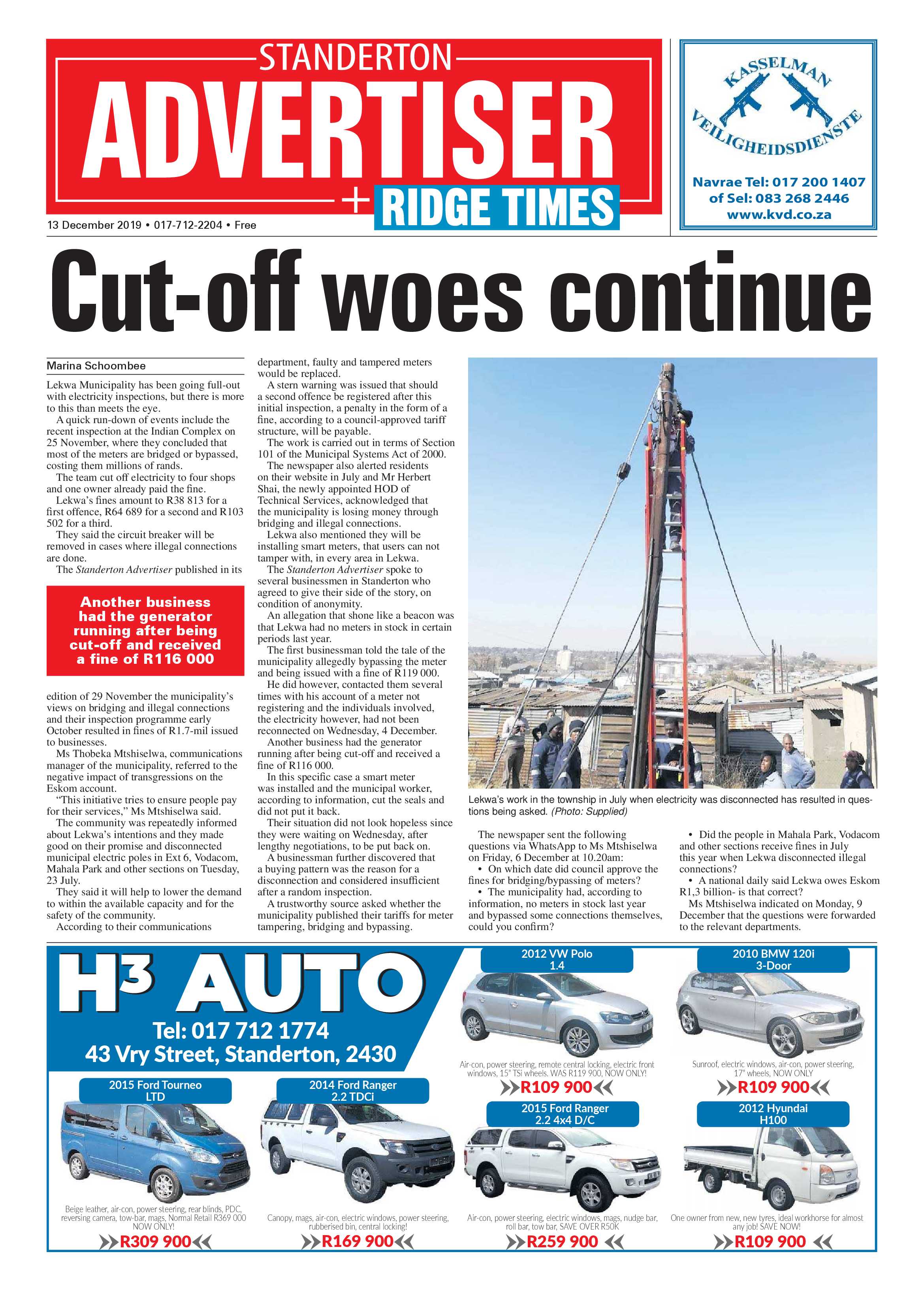 Standerton Advertiser 13 December 2019 page 1