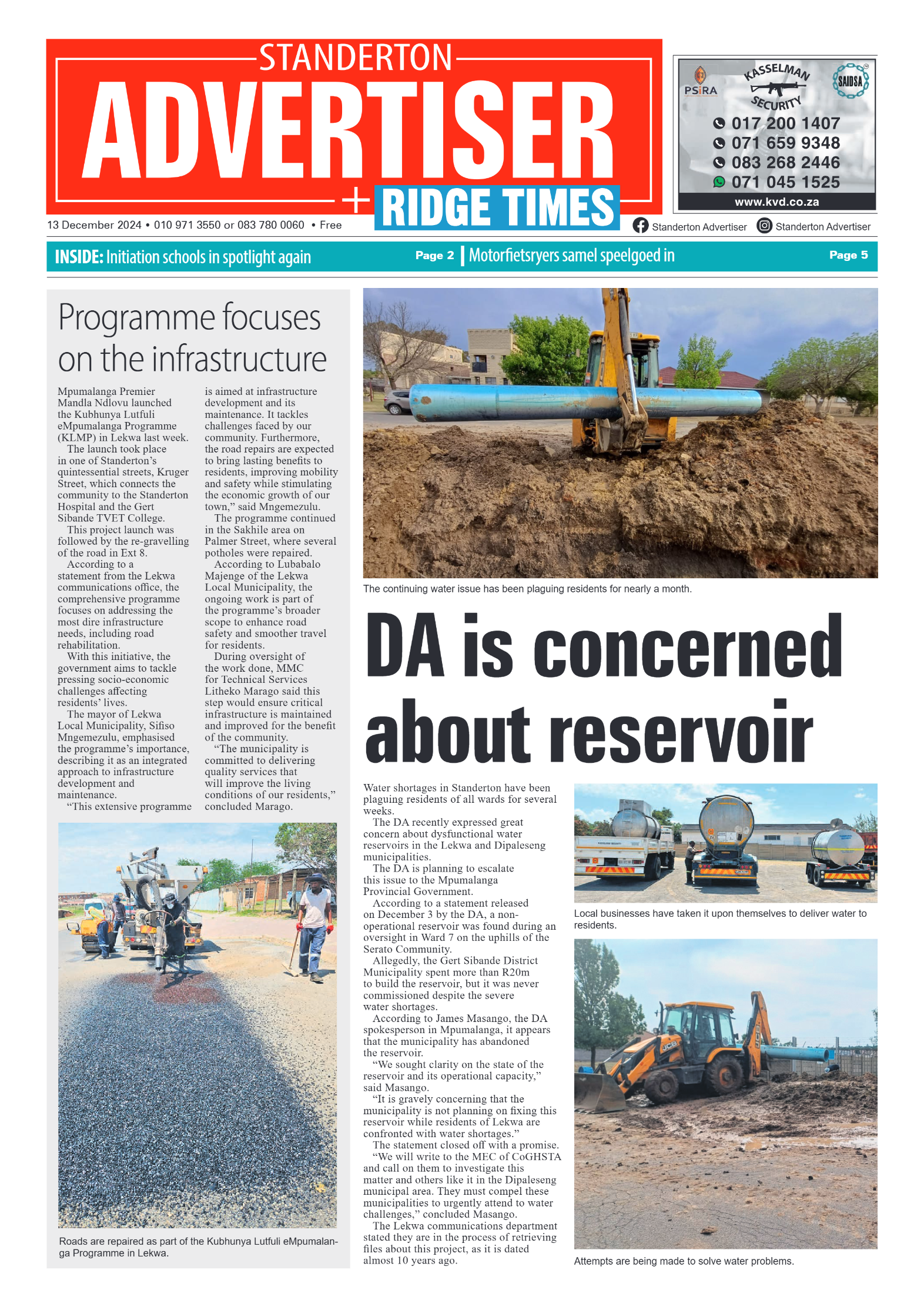 Standerton Advertiser 13 December 2024 page 1