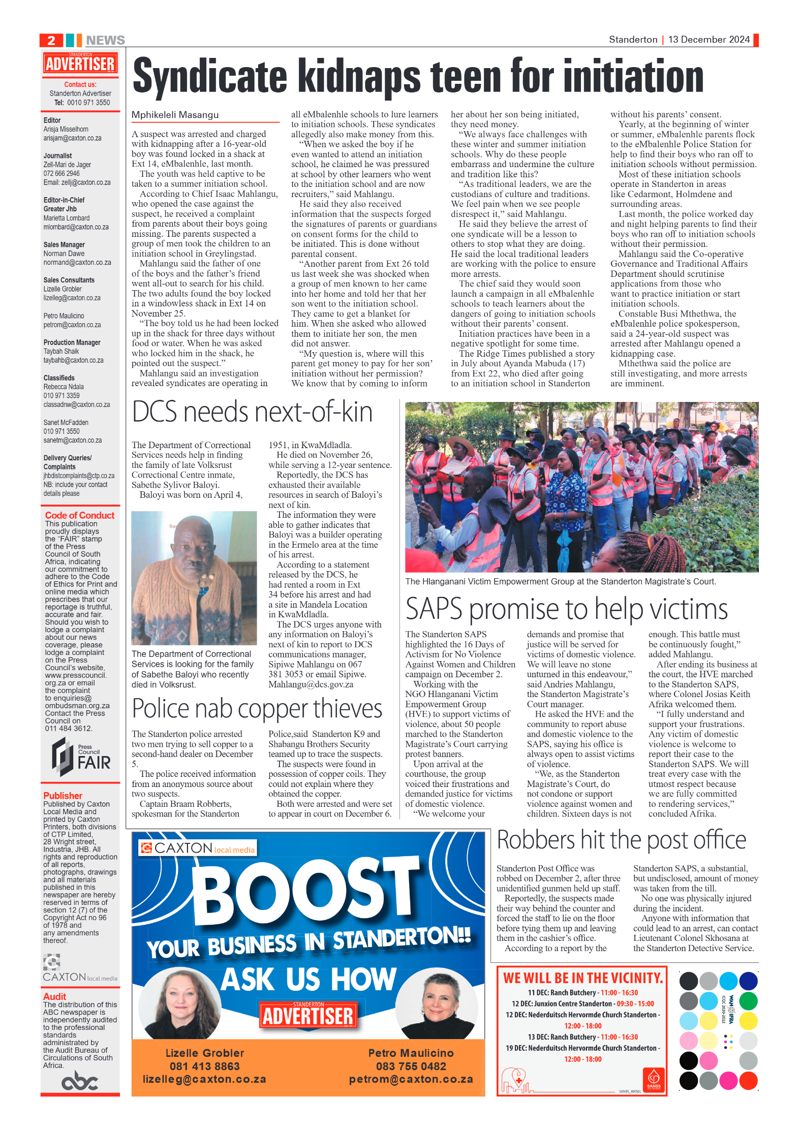 Standerton Advertiser 13 December 2024 page 2