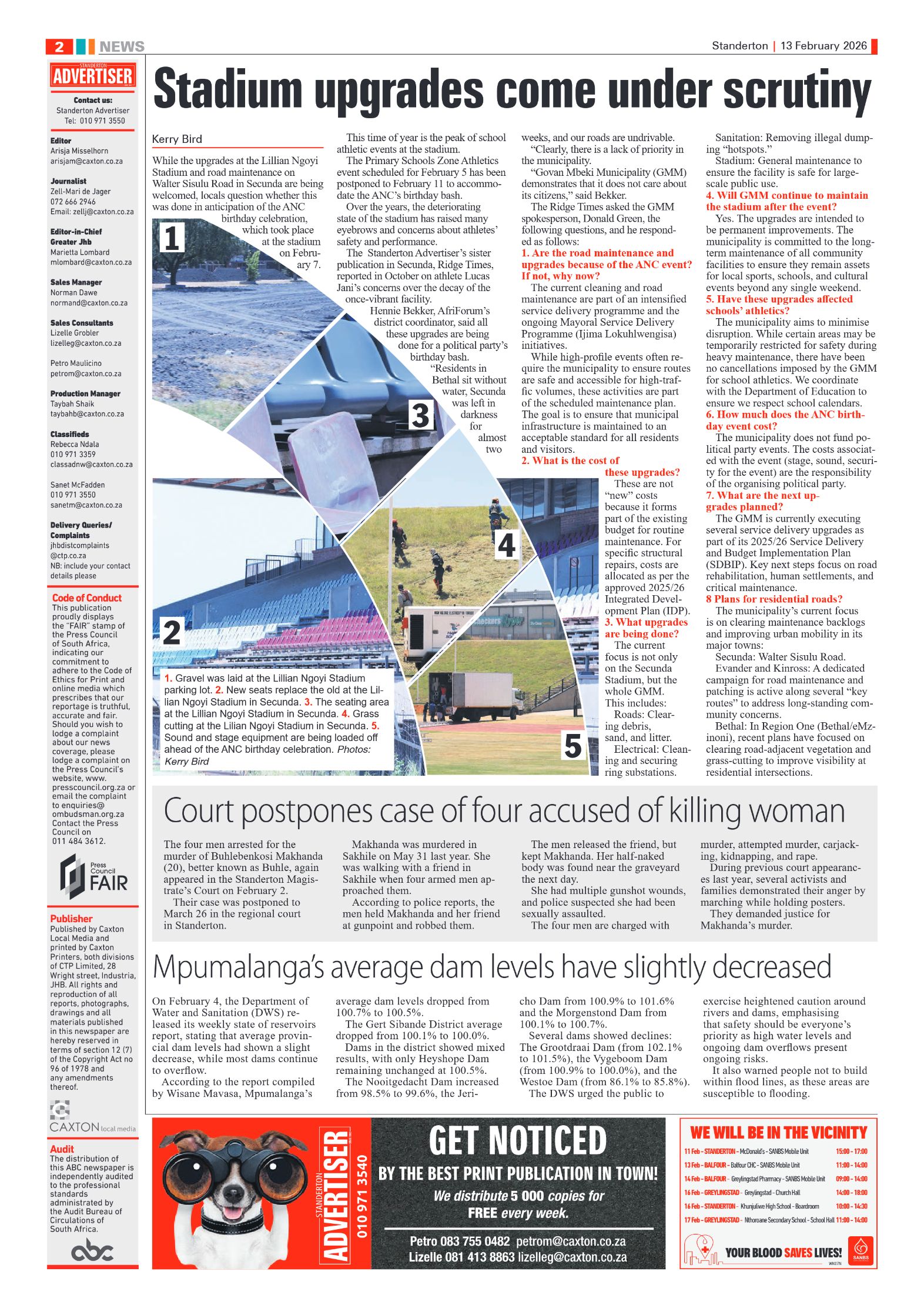 Standerton Advertiser 13 February 2026 page 2