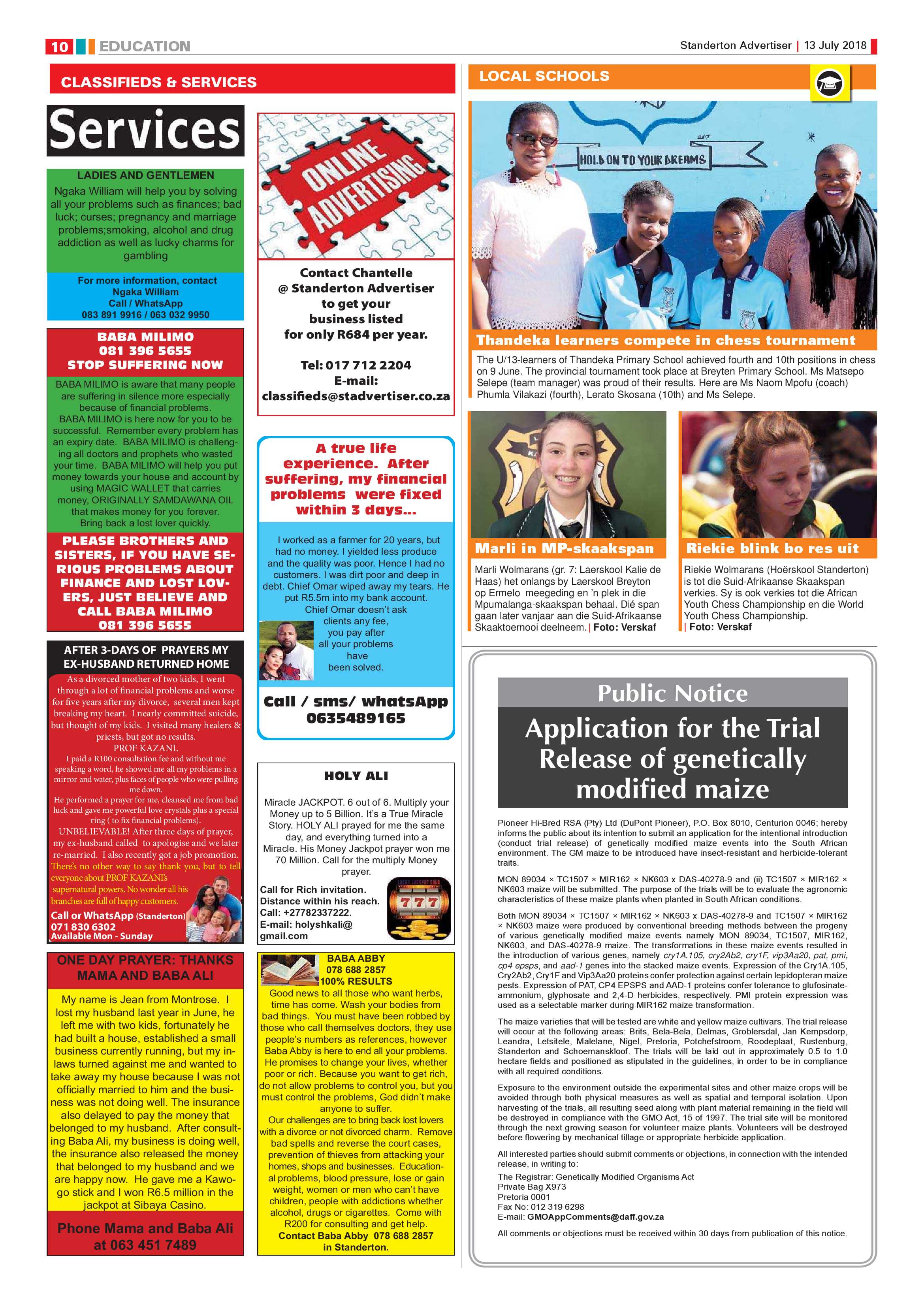 Standerton Advertiser 13 July 2018 page 10